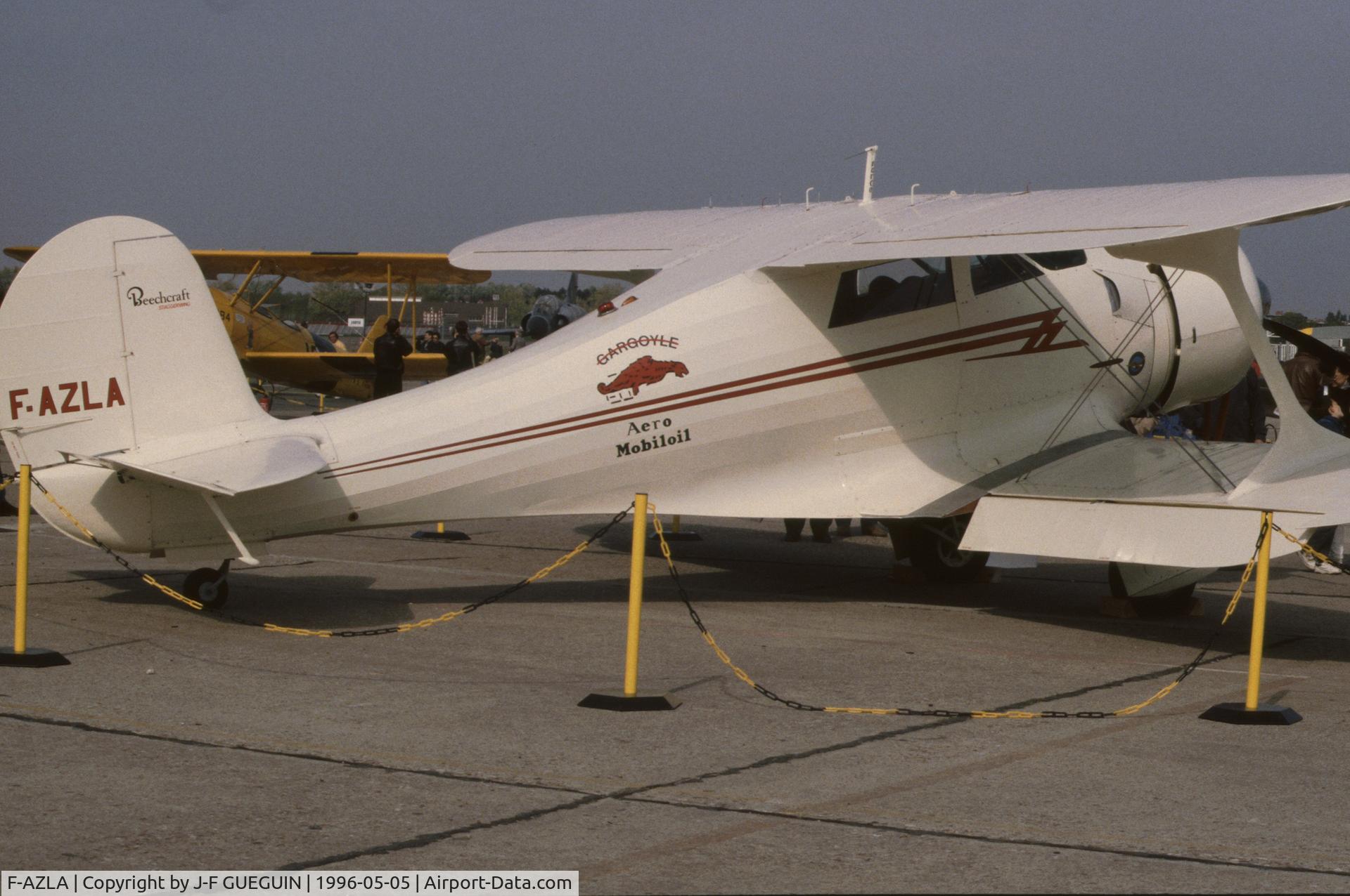 F-AZLA, 1943 Beech D17S Staggerwing C/N 4829, On display at Paris-Le Bourget Airport (Salon des Avions de Légende, 1996) (ex-US Navy GB-2 BuAer 33030, delivered 1943-06-21).