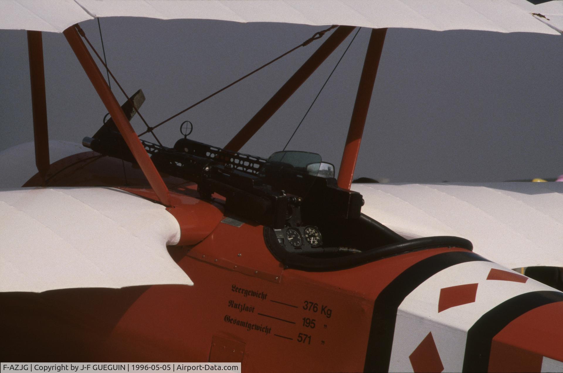 F-AZJG, Fokker Dr.1 Triplane Replica C/N 01JS, On display at Paris-Le Bourget Airport (Salon des Avions de Légende, 1996); will be destroyed on 2001-08-11.
