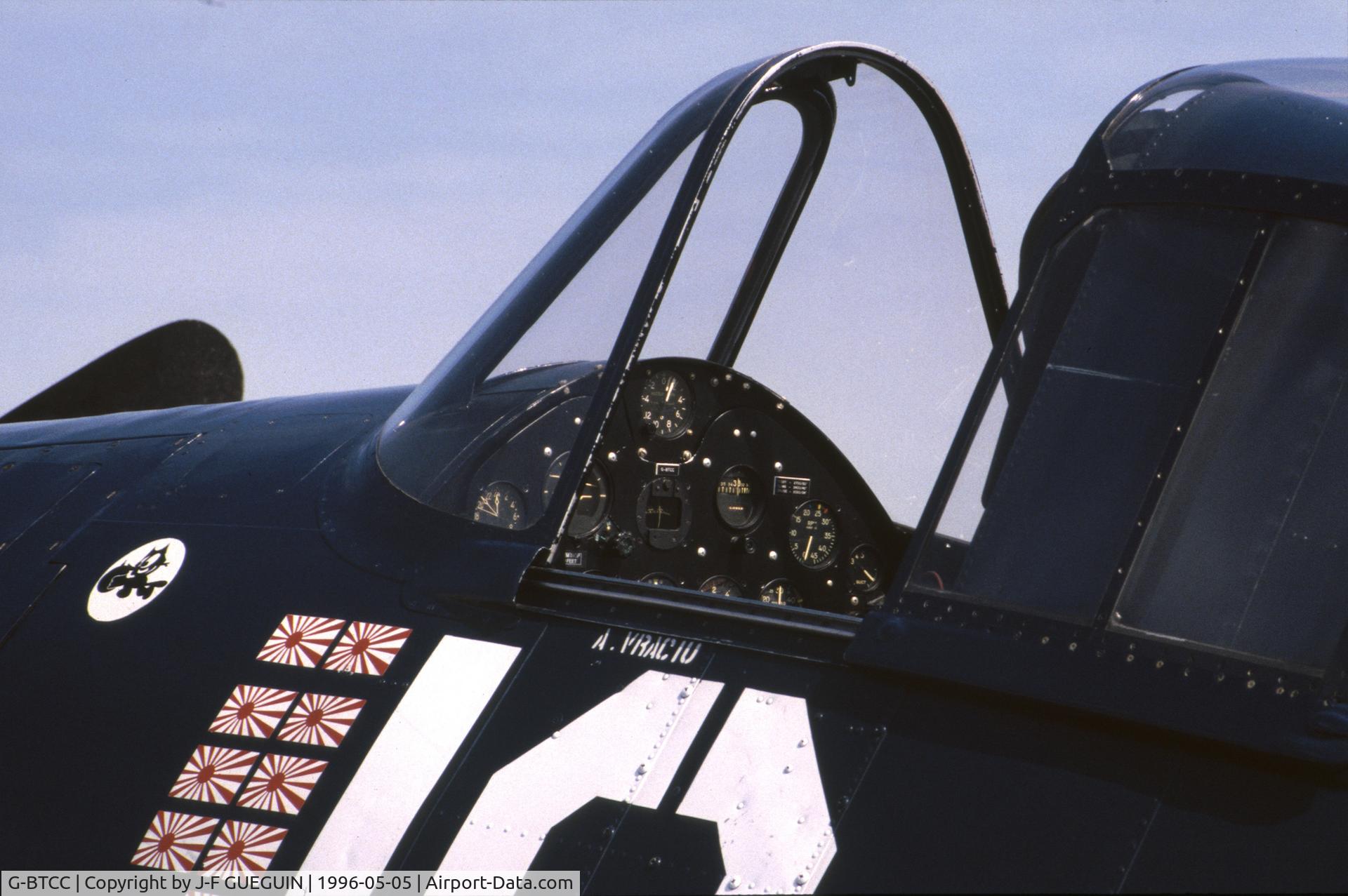 G-BTCC, 1944 Grumman F6F-5K Hellcat. C/N A-1733, On display at Paris-Le Bourget Airport (Salon des Avions de Légende, 1996).