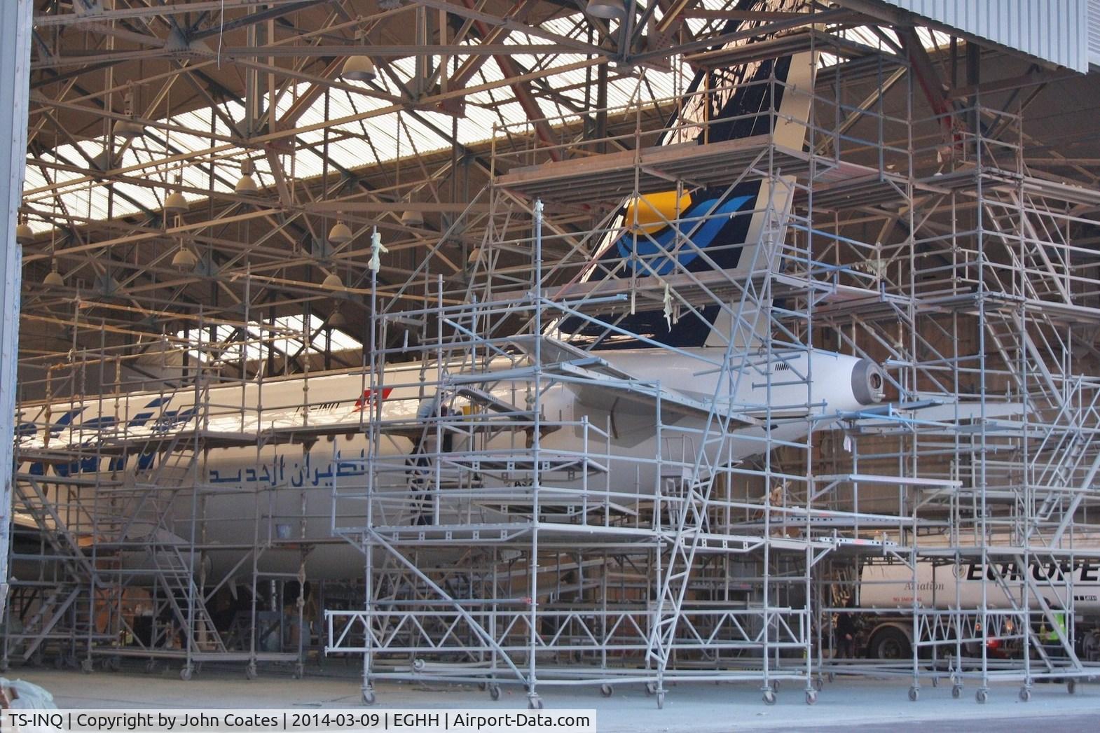 TS-INQ, 2004 Airbus A320-214 C/N 2158, Being finished in paintshop and wearing next reg...reverted to EI-FDV for return to Dublin prior delivery