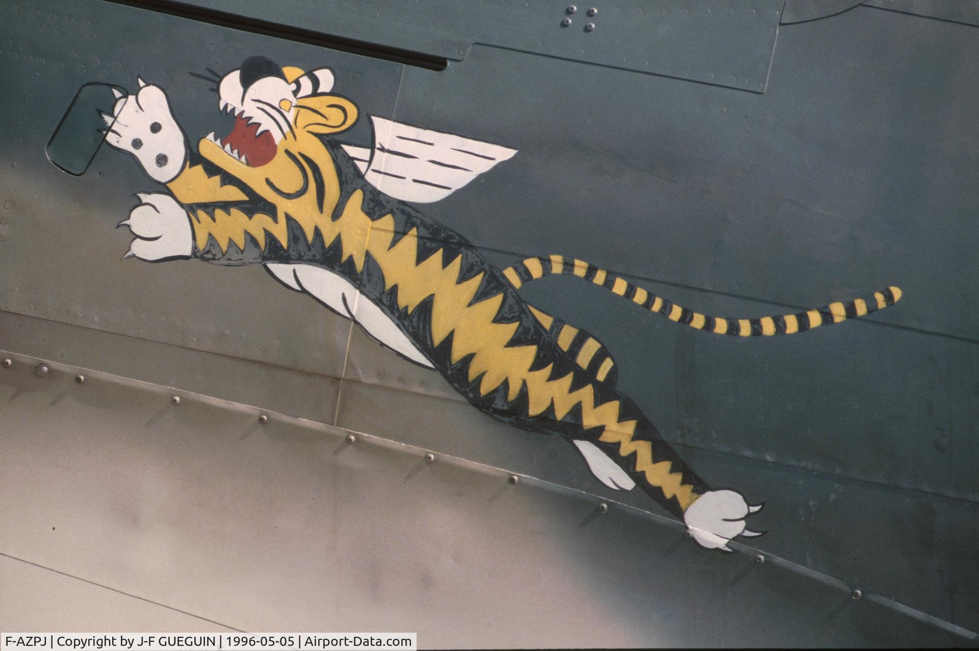 F-AZPJ, 1943 Curtiss P-40M Warhawk C/N 27490, On display at Paris-Le Bourget Airport (Salon des Avions de Légende, 1996).