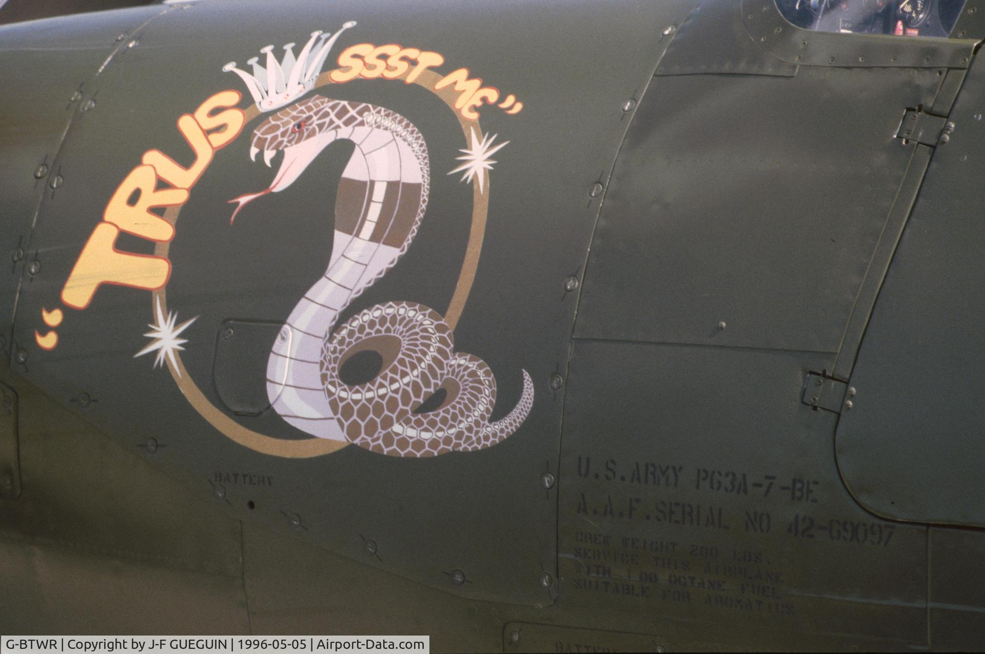 G-BTWR, 1942 Bell P-63A-7BE Kingcobra C/N 33-37, On display at Paris-Le Bourget Airport (Salon des Avions de Légende, 1996).