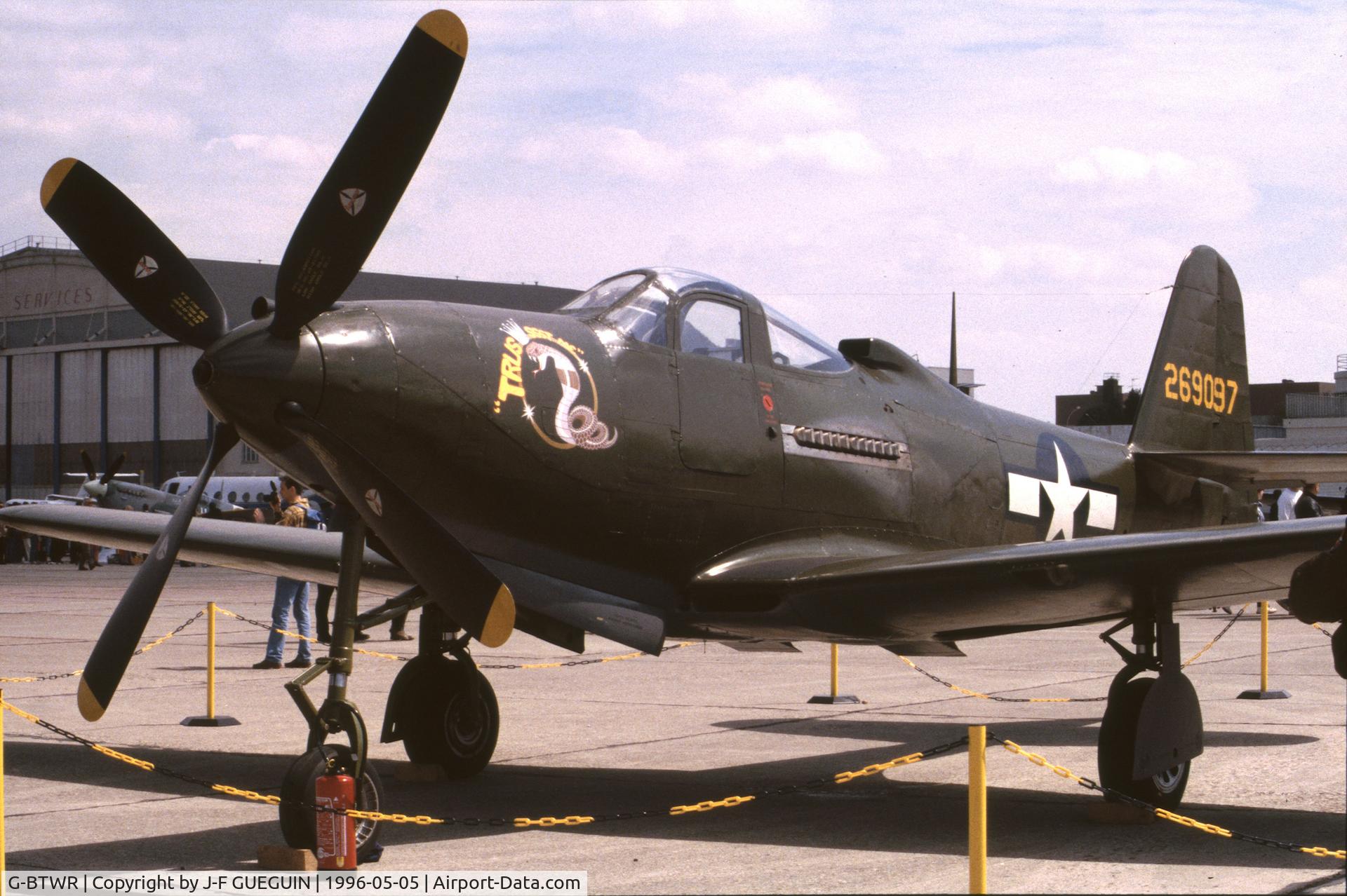 G-BTWR, 1942 Bell P-63A-7BE Kingcobra C/N 33-37, On display at Paris-Le Bourget Airport (Salon des Avions de Légende, 1996).