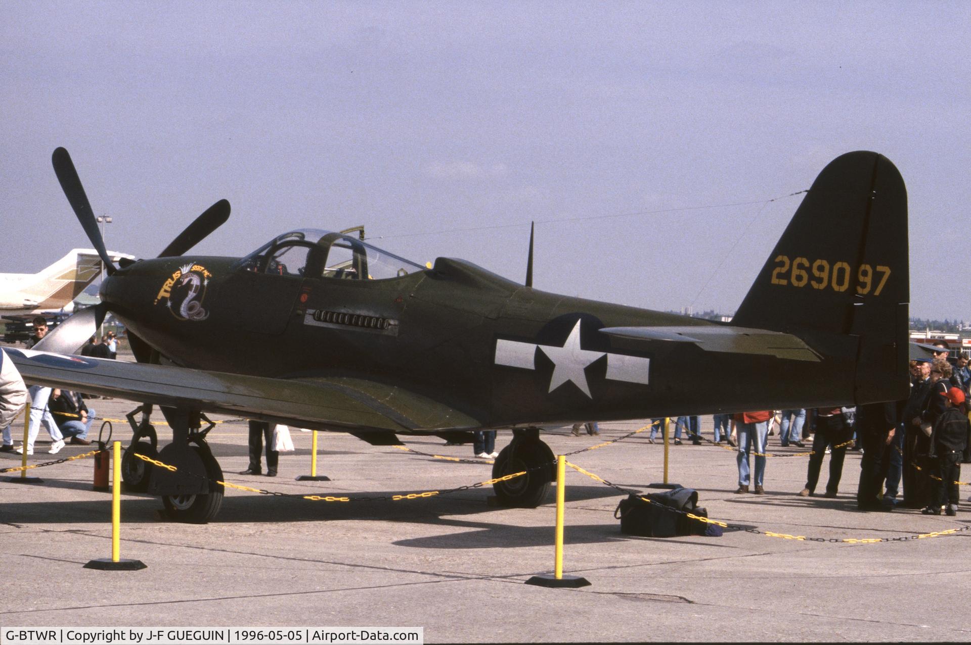 G-BTWR, 1942 Bell P-63A-7BE Kingcobra C/N 33-37, On display at Paris-Le Bourget Airport (Salon des Avions de Légende, 1996).