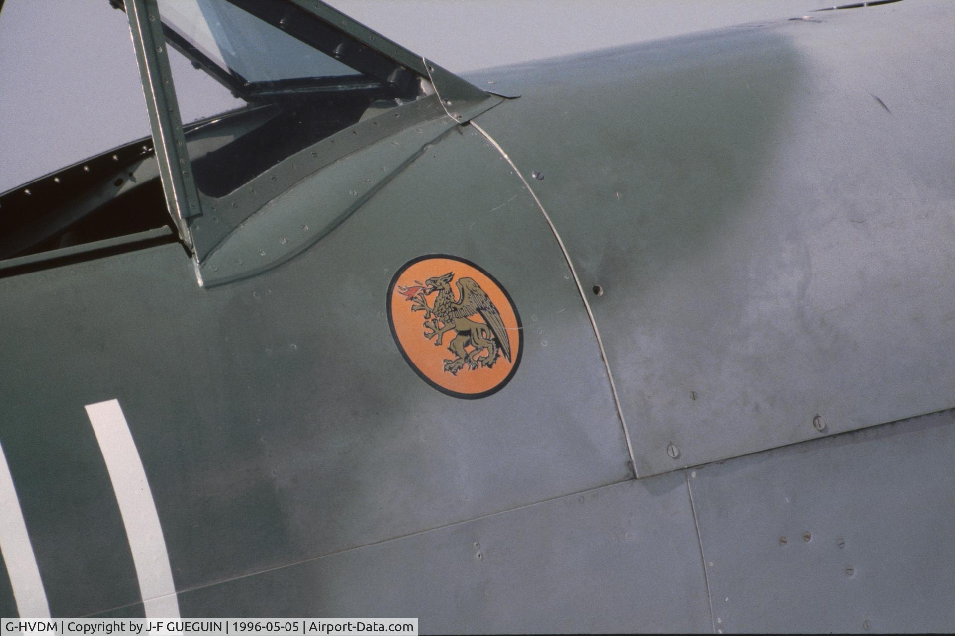 G-HVDM, 1943 Supermarine 361 Spitfire LF.IXc C/N CBAF.IX.1732, On display at Paris-Le Bourget Airport (Salon des Avions de Légende, 1996).