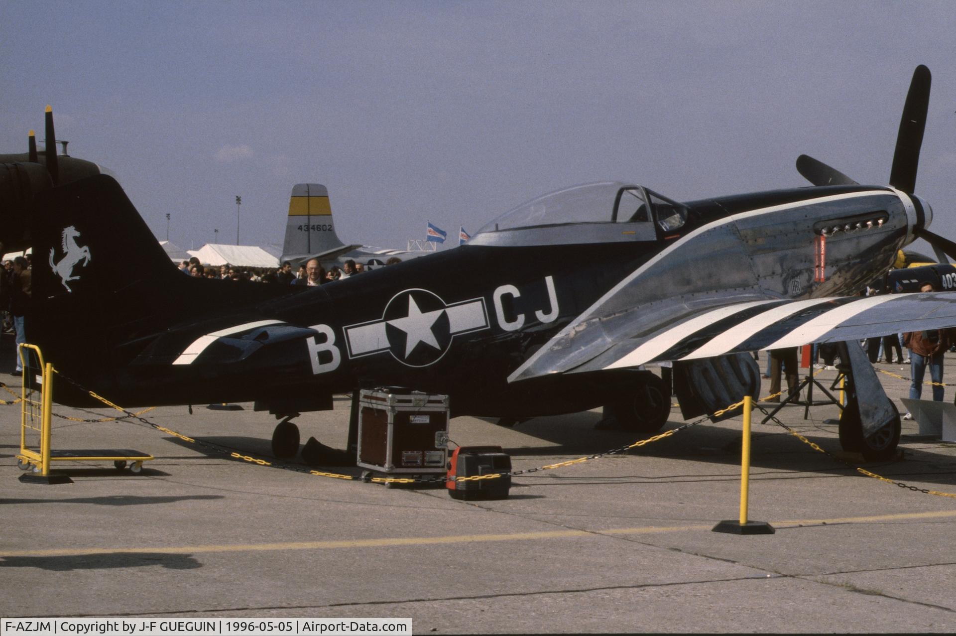 F-AZJM, 1944 North American P-51D Mustang C/N 122-39486, On display at Paris-Le Bourget Airport (Salon des Avions de Légende, 1996) (P-51D-25-NA, serial 44-73027).