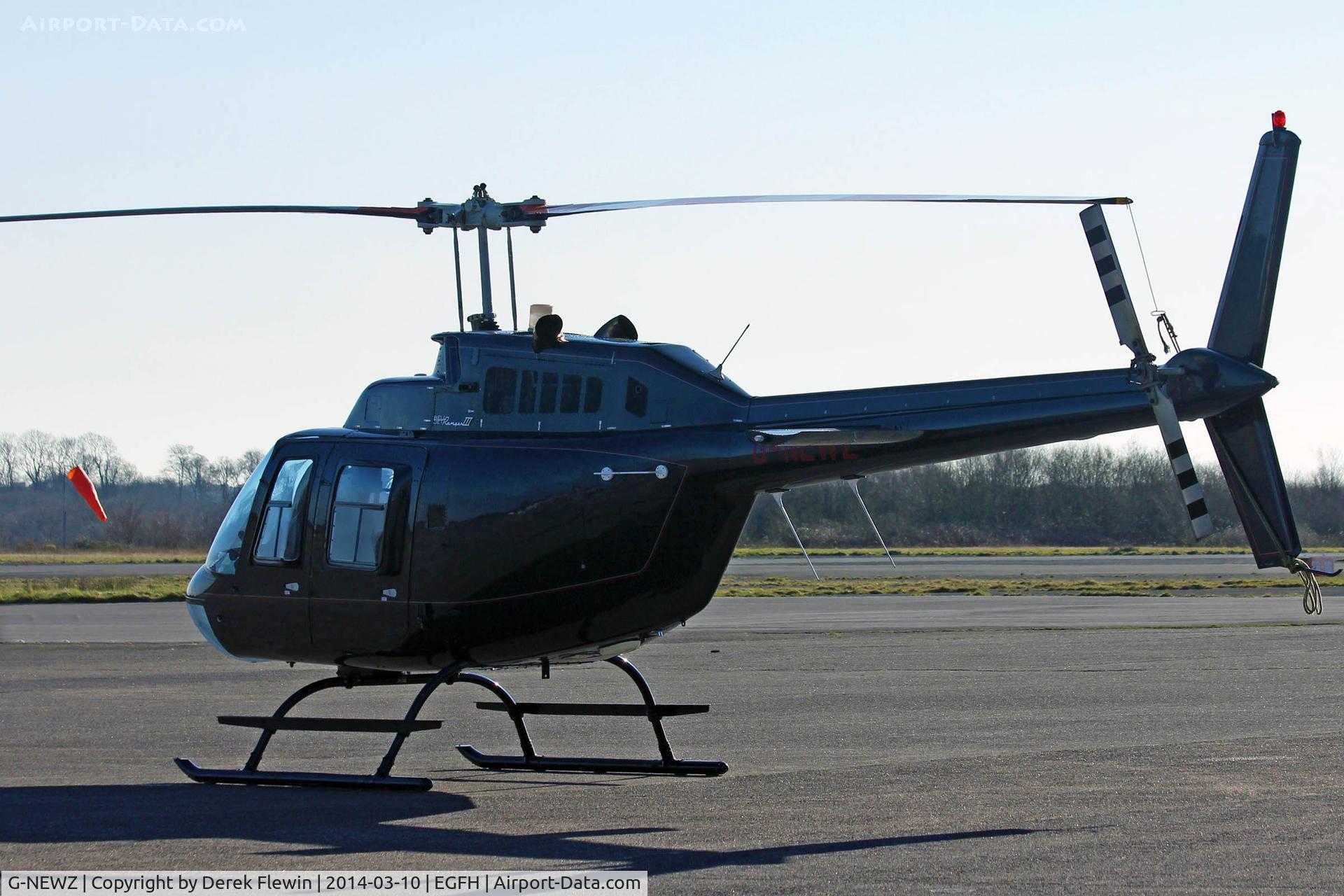 G-NEWZ, 1998 Bell 206B JetRanger III C/N 4475, Visiting Jet Ranger III, operated by Guay Tulliemet Aviation LTD, seen at EGFH shortly after taking on fuel.