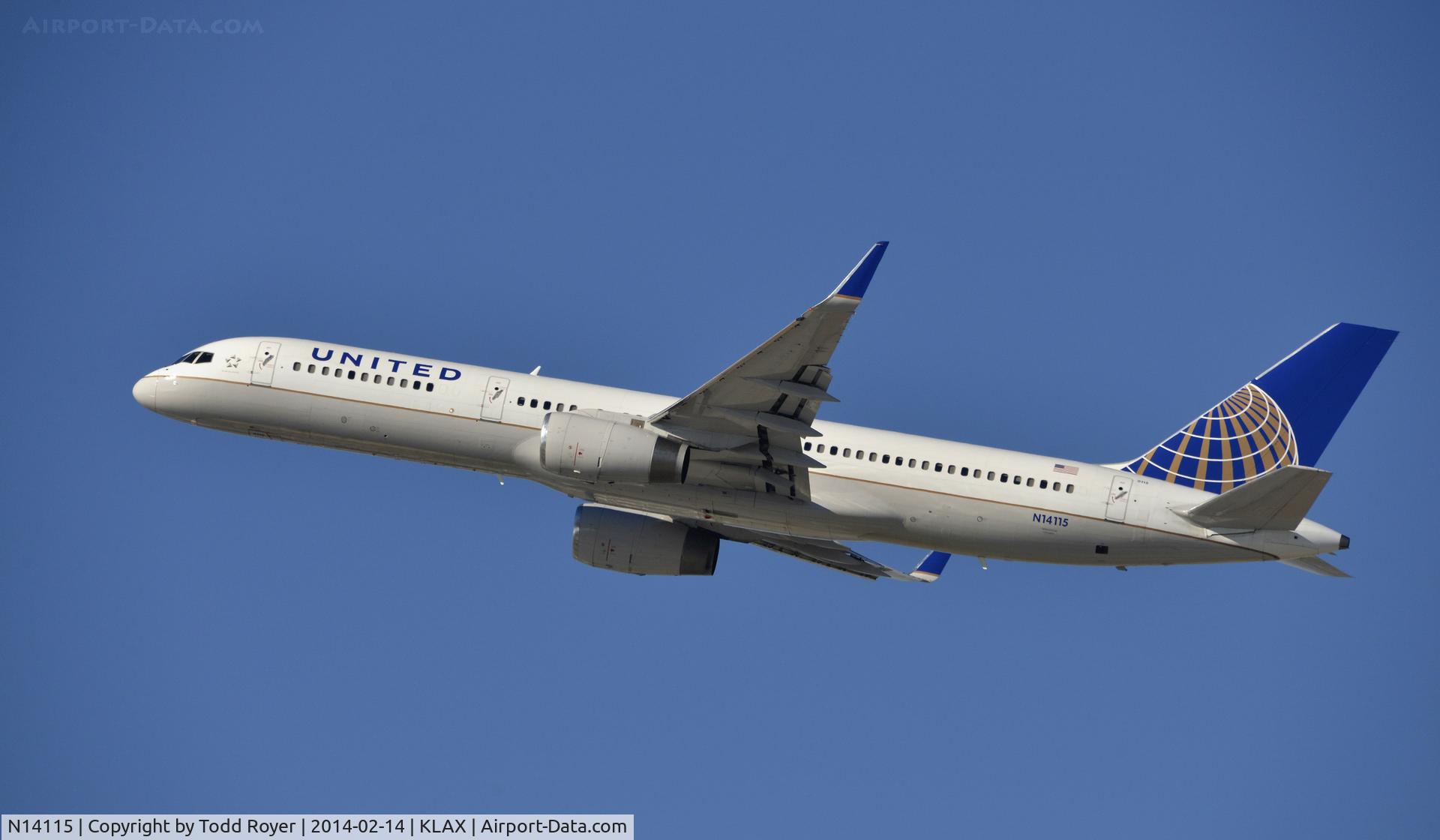 N14115, 1995 Boeing 757-224 C/N 27557, Departing LAX on 25R