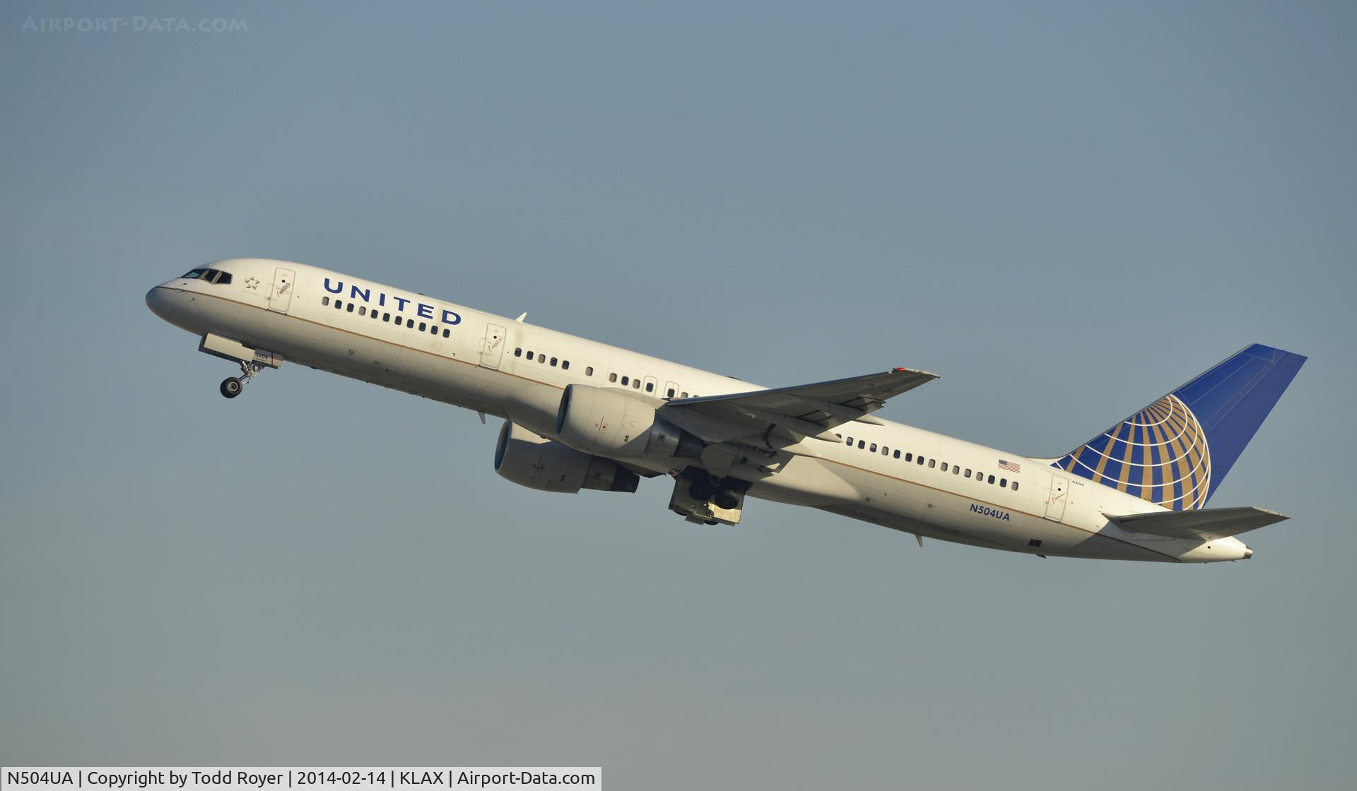 N504UA, 1989 Boeing 757-222 C/N 24625, Departing LAX on 25R
