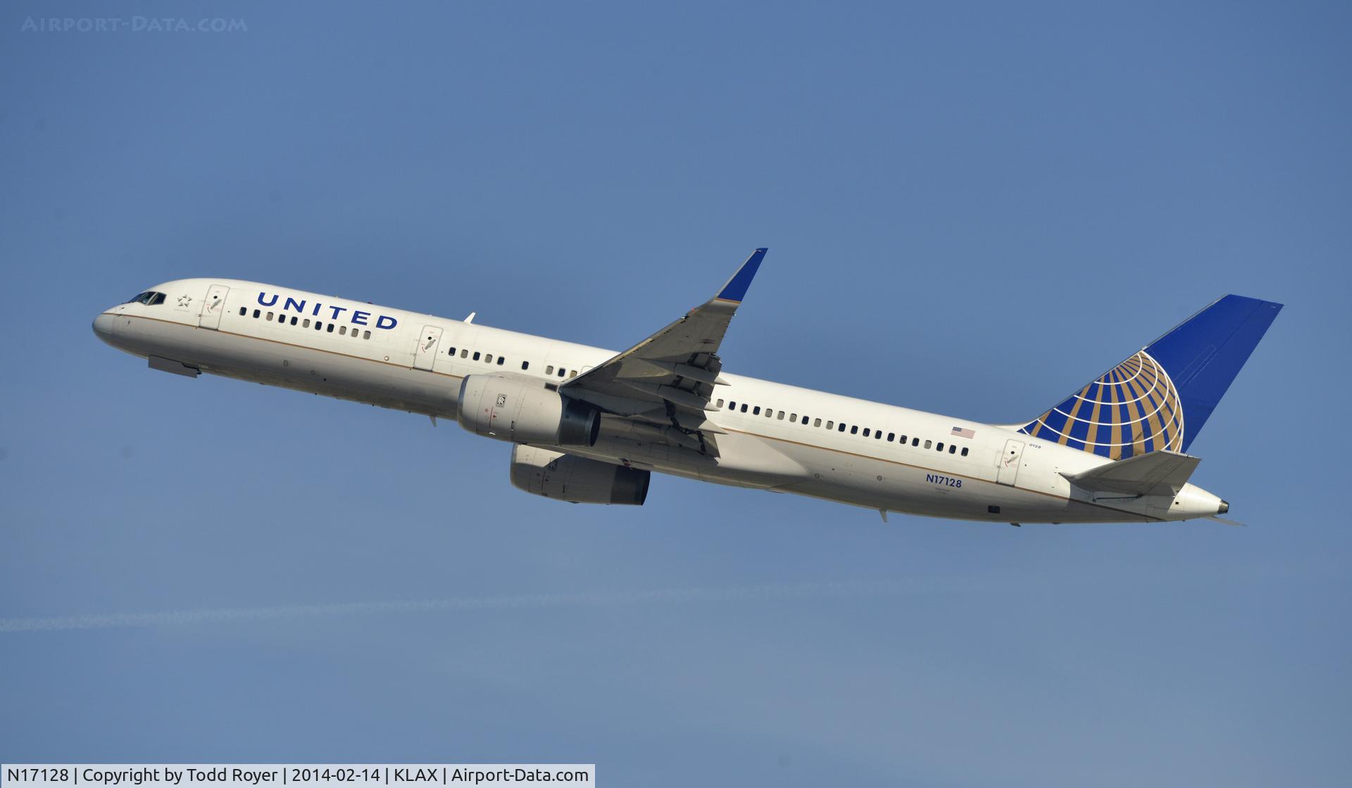 N17128, 1998 Boeing 757-224 C/N 27567, Departing LAX on 25R