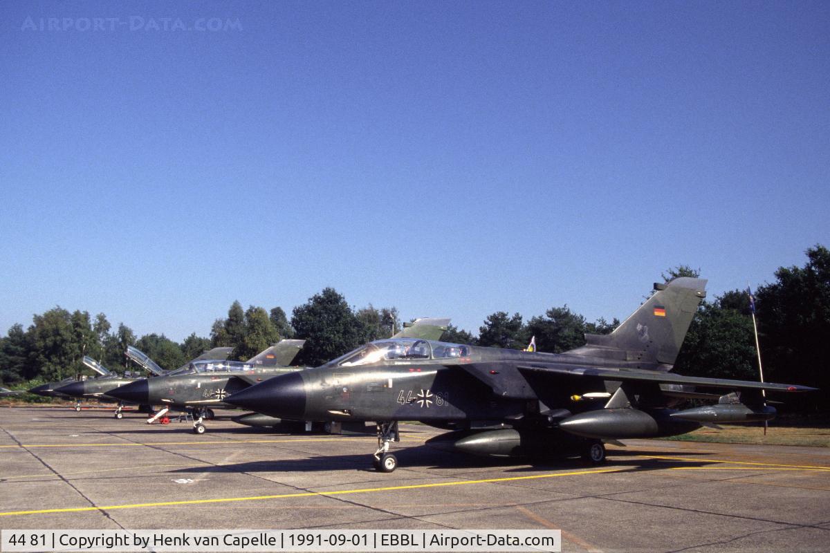 44 81, Panavia Tornado IDS C/N 458/GS134/4181, Luftwaffe Panavia Tornado at Kleine Brogel Air Base, Belgium. JaboG 32, 1991.