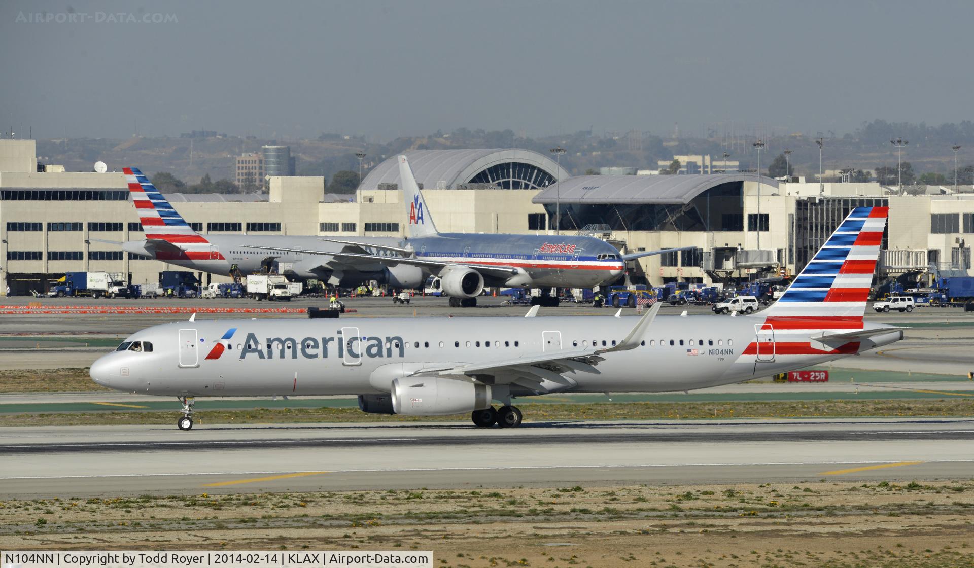 N104NN, 2013 Airbus A321-231 C/N 5895, Taxiing to gate at LAX