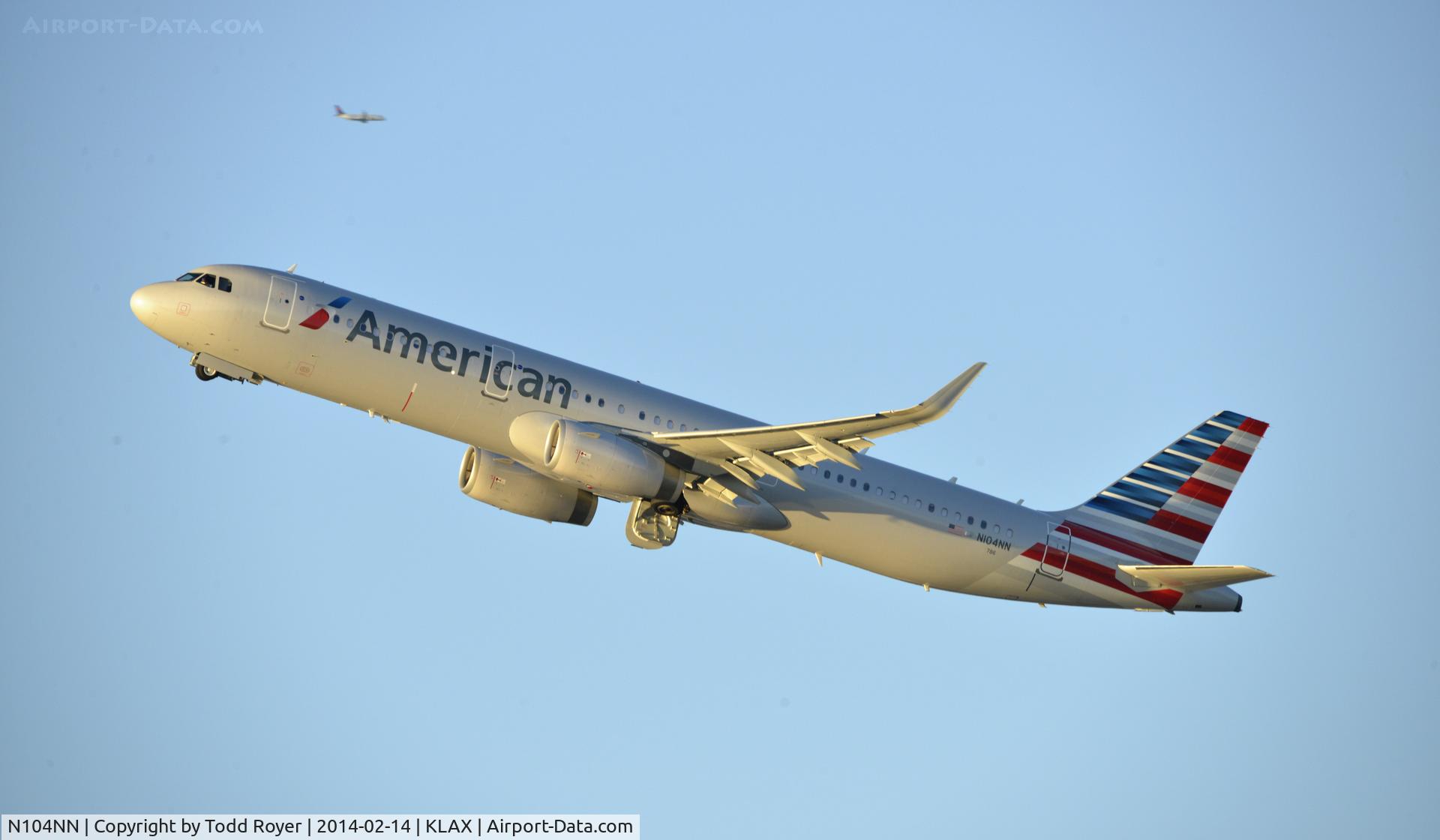 N104NN, 2013 Airbus A321-231 C/N 5895, Departing LAX on 25R