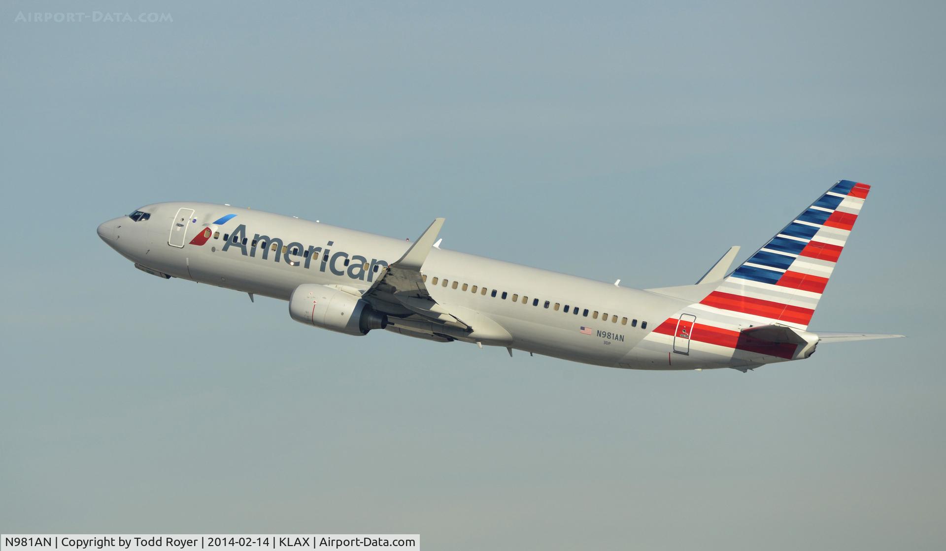 N981AN, Boeing 737-823 C/N 30897, Departing LAX on 25R