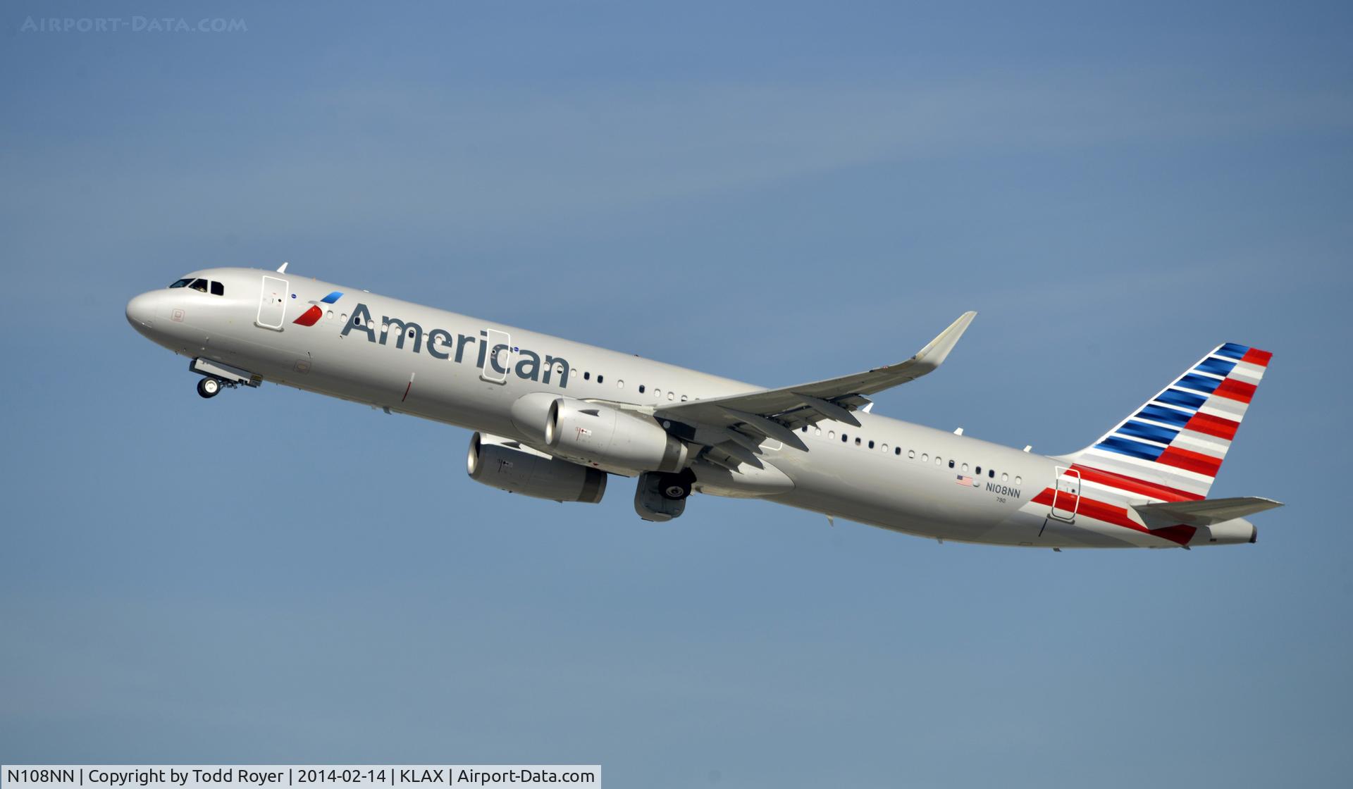N108NN, 2013 Airbus A321-231 C/N 5946, Departing LAX on 25R