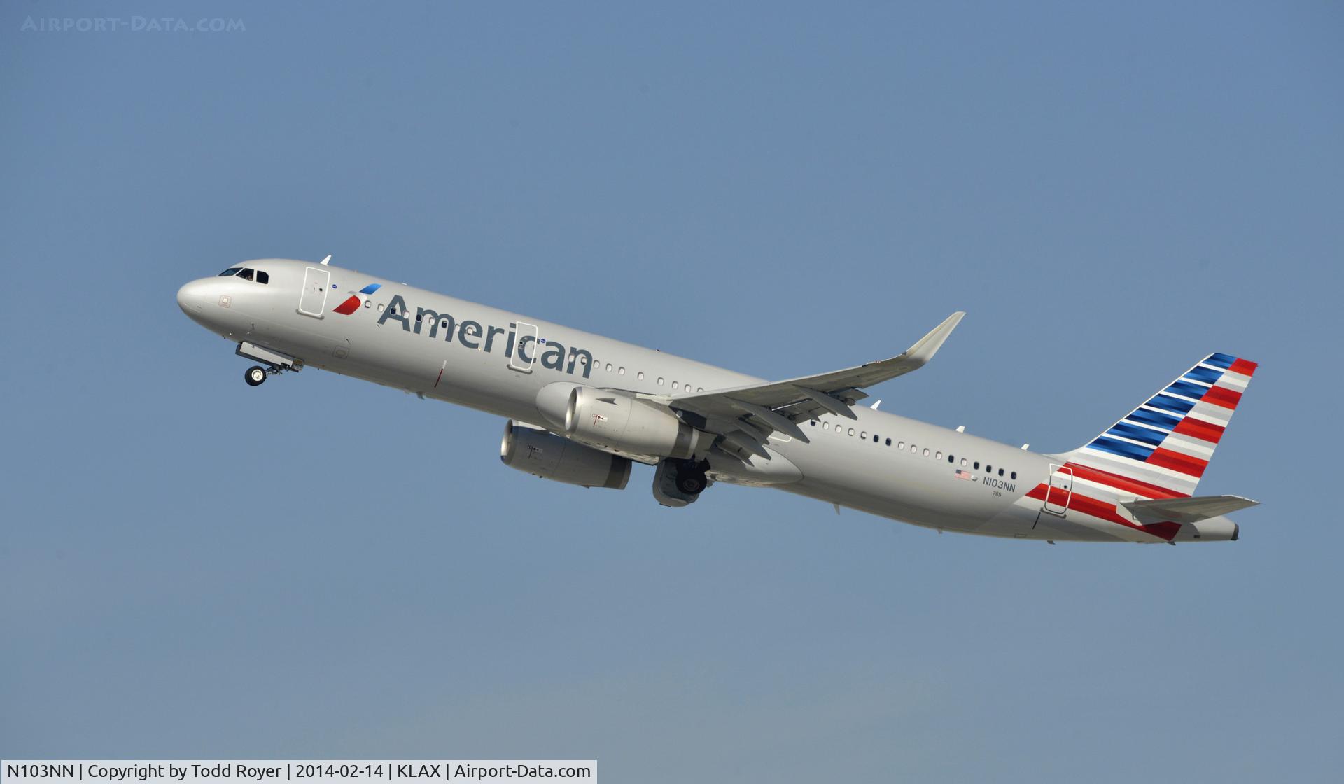 N103NN, 2013 Airbus A321-231 C/N 5884, Departing LAX on 25R