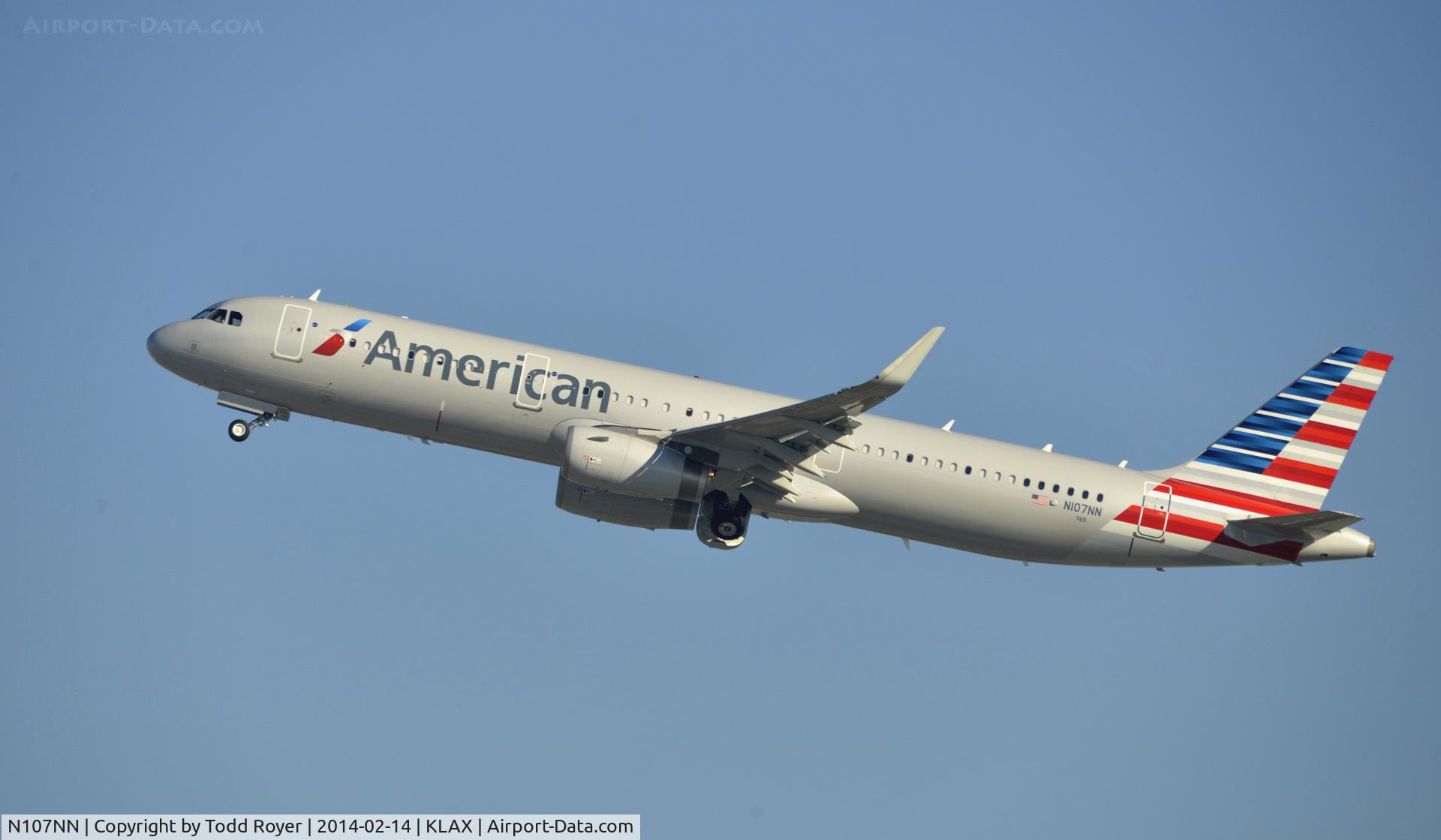 N107NN, 2013 Airbus A321-231 C/N 5938, Departing LAX on 25R