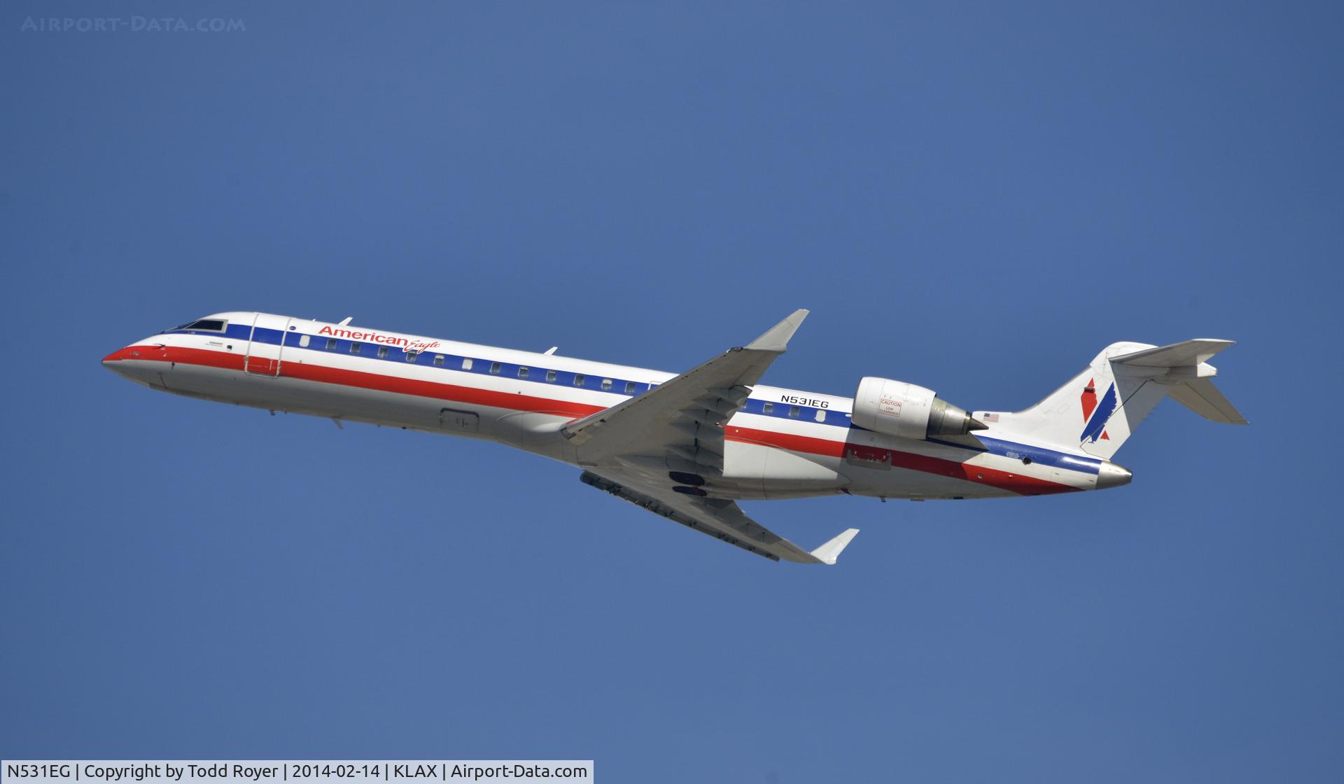 N531EG, Bombardier CRJ-702 (CL-600-2C10) Regional Jet C/N 10309, Departing LAX on 25R