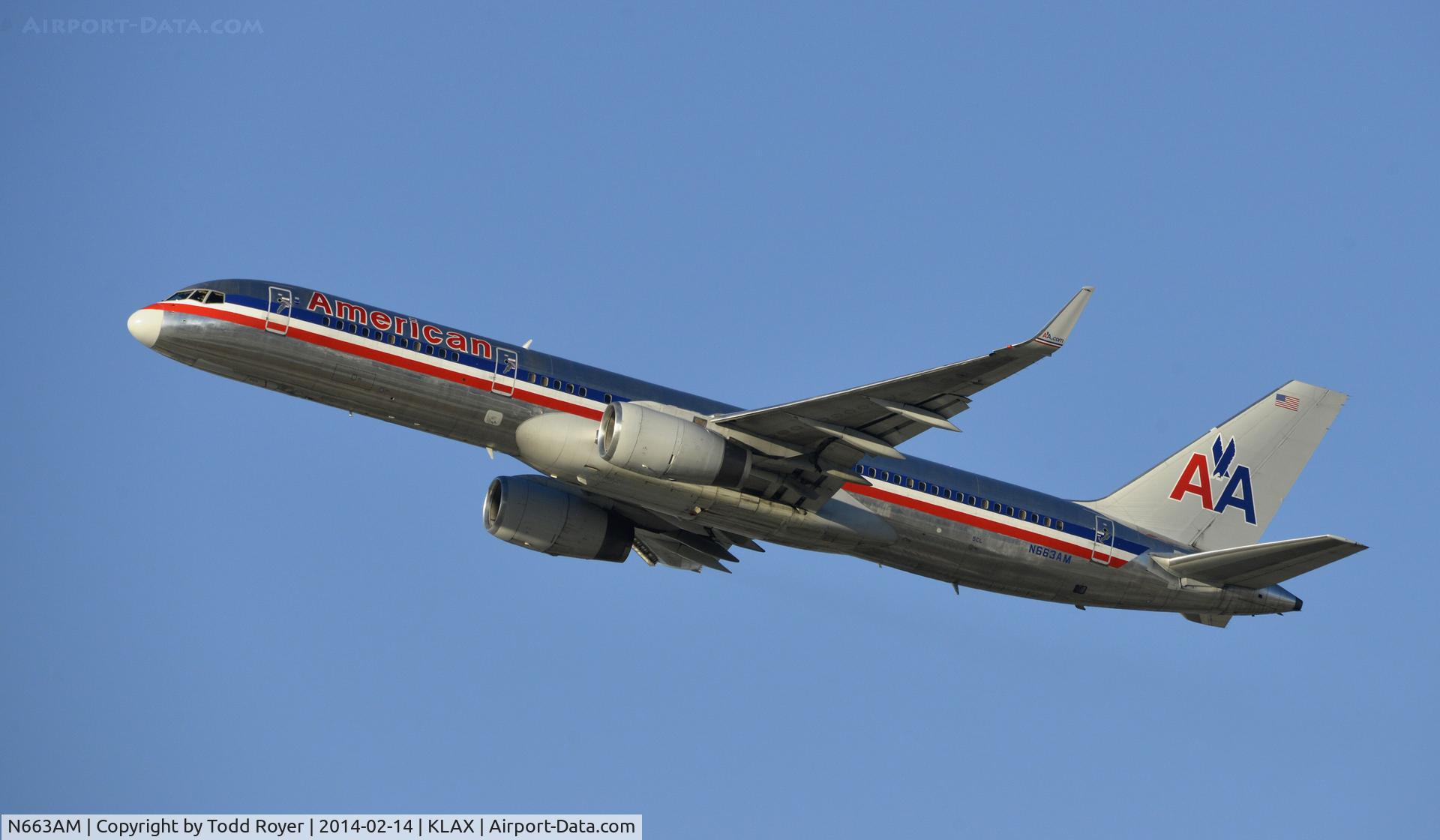 N663AM, 1992 Boeing 757-223 C/N 25297, Departing LAX on 25R