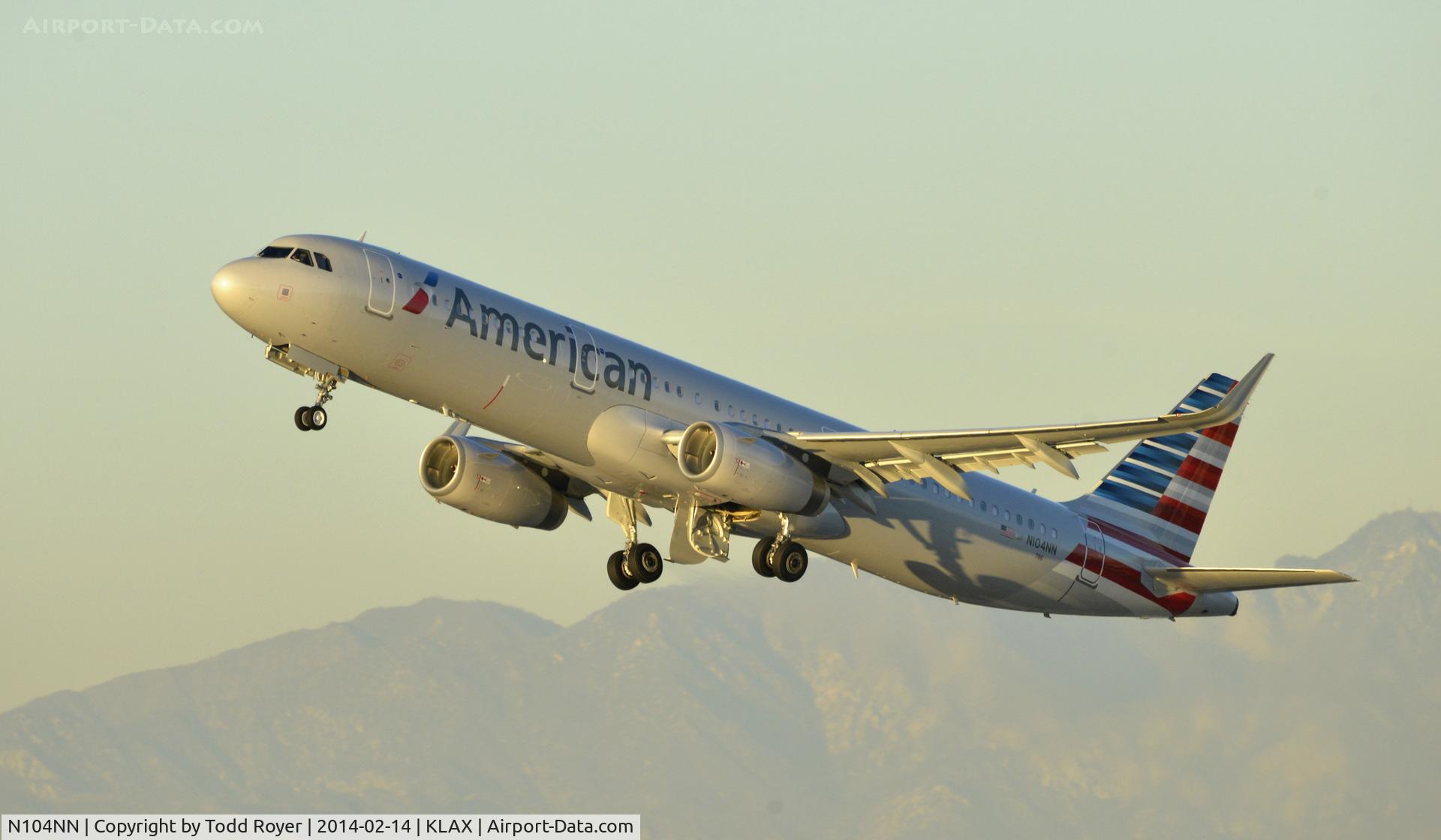 N104NN, 2013 Airbus A321-231 C/N 5895, Departing LAX on 25R