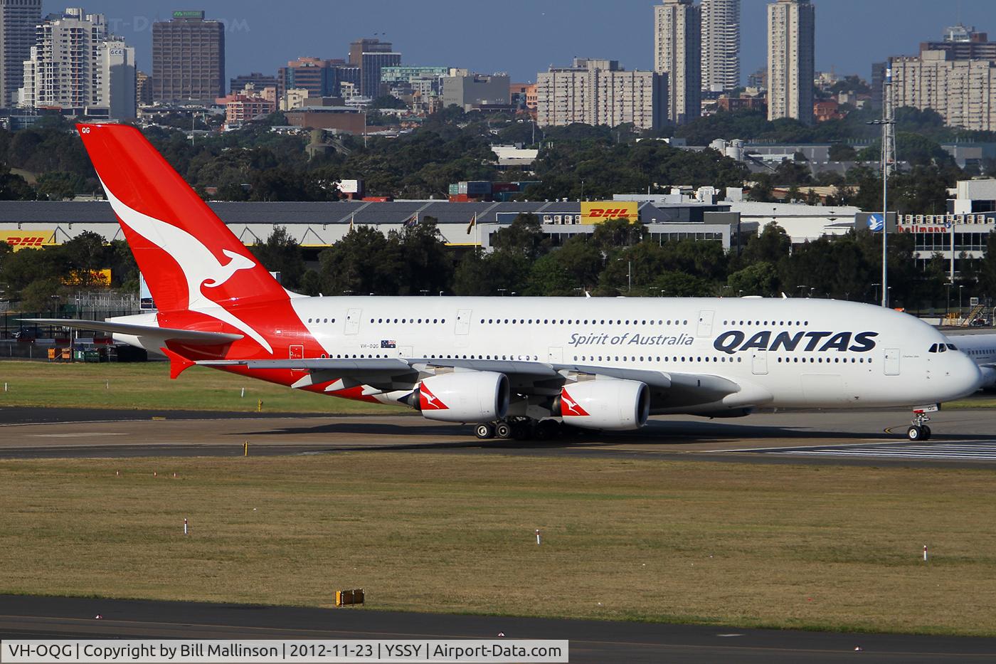 VH-OQG, 2009 Airbus A380-842 C/N 047, ready on 16R