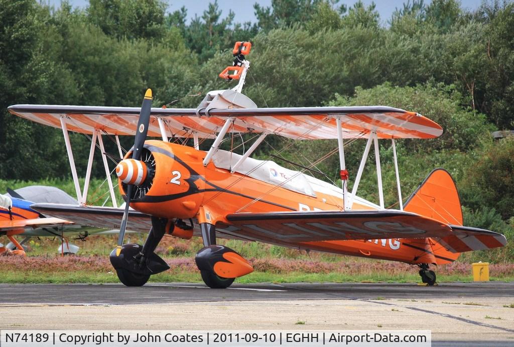 N74189, 1941 Boeing PT-17/R985 Kaydet (A75N1) C/N 75-717, Parked at Worldwide Avn.