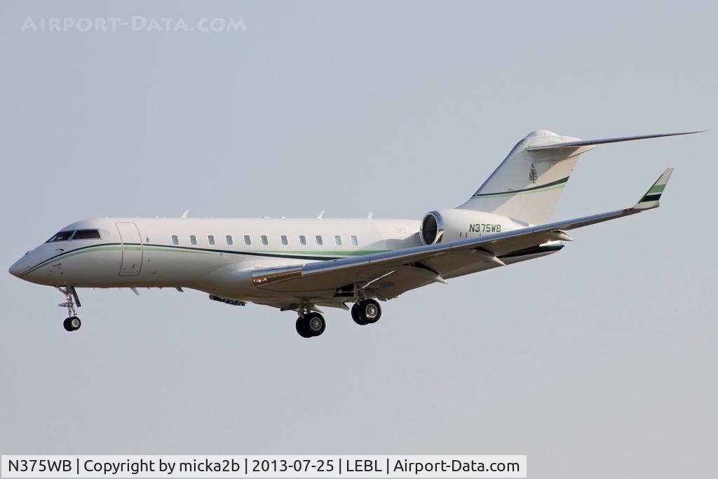 N375WB, 2008 Bombardier BD-700-1A11 Global 5000 C/N 9288, Landing