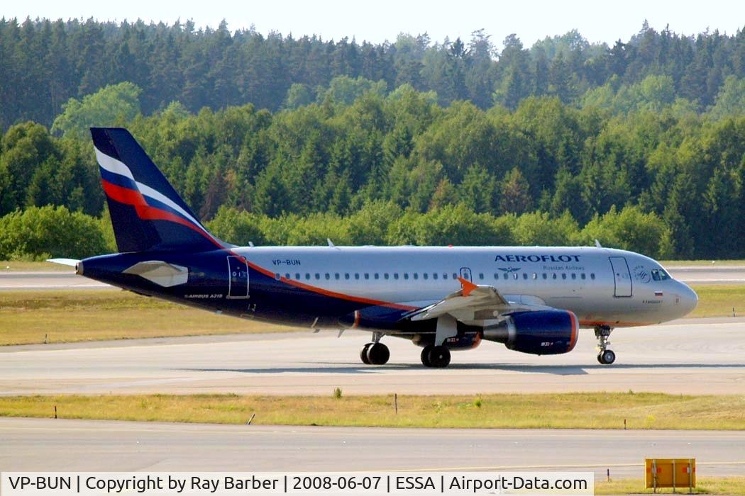 VP-BUN, 2007 Airbus A319-111 C/N 3298, Airbus A319-111 [3298] (Aeroflot) Stockholm-Arlanda~SE 07/06/2008