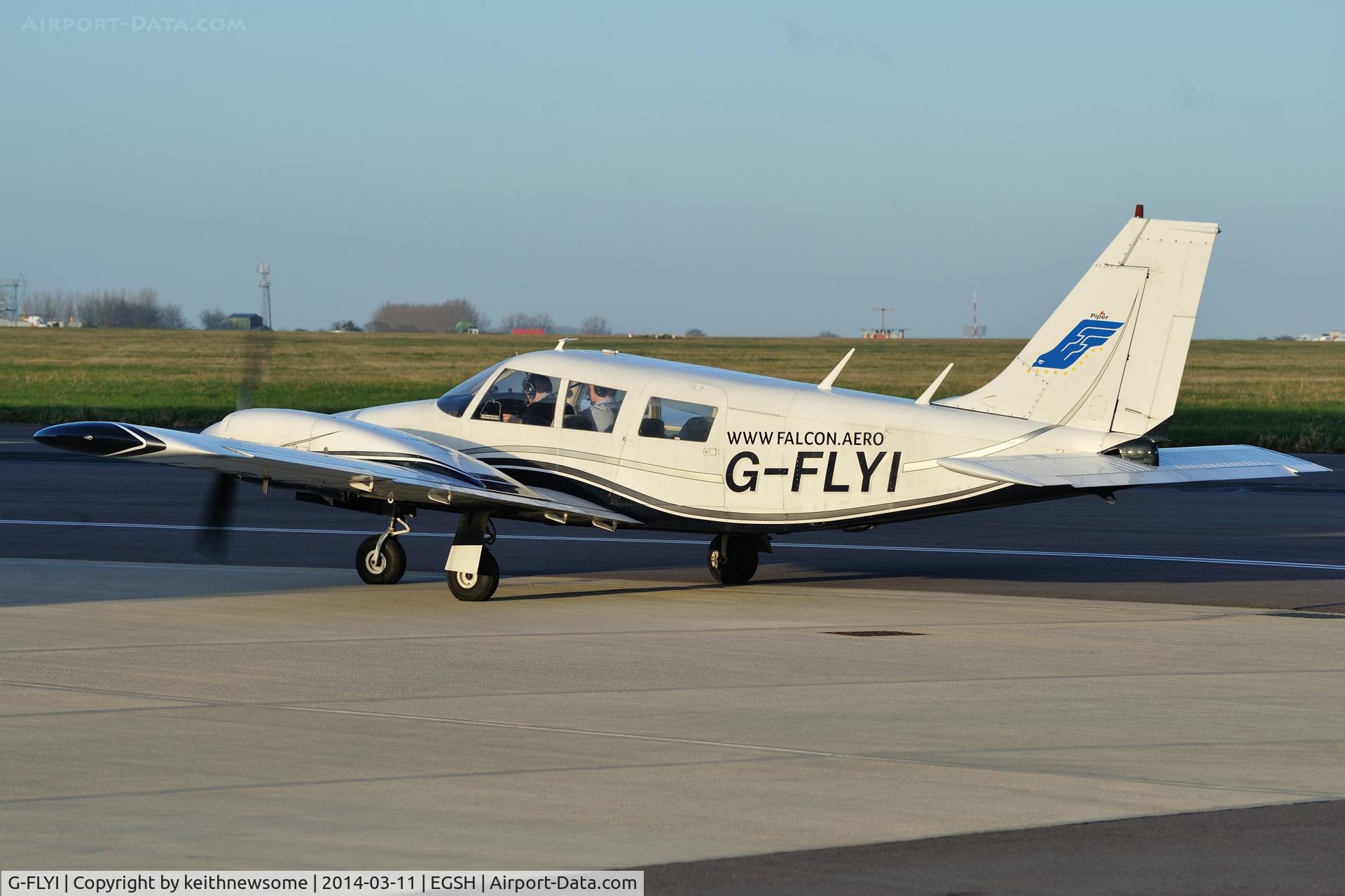 G-FLYI, 1972 Piper PA-34-200T Seneca II C/N 34-7250144, Nice visitor, about to leave !