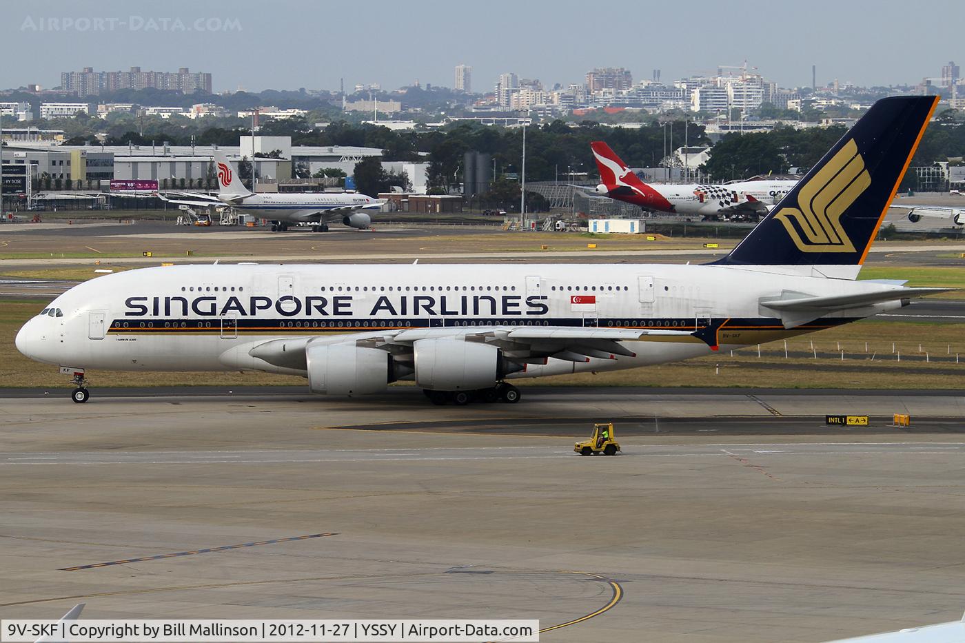 9V-SKF, 2008 Airbus A380-841 C/N 012, taxiing to 16R