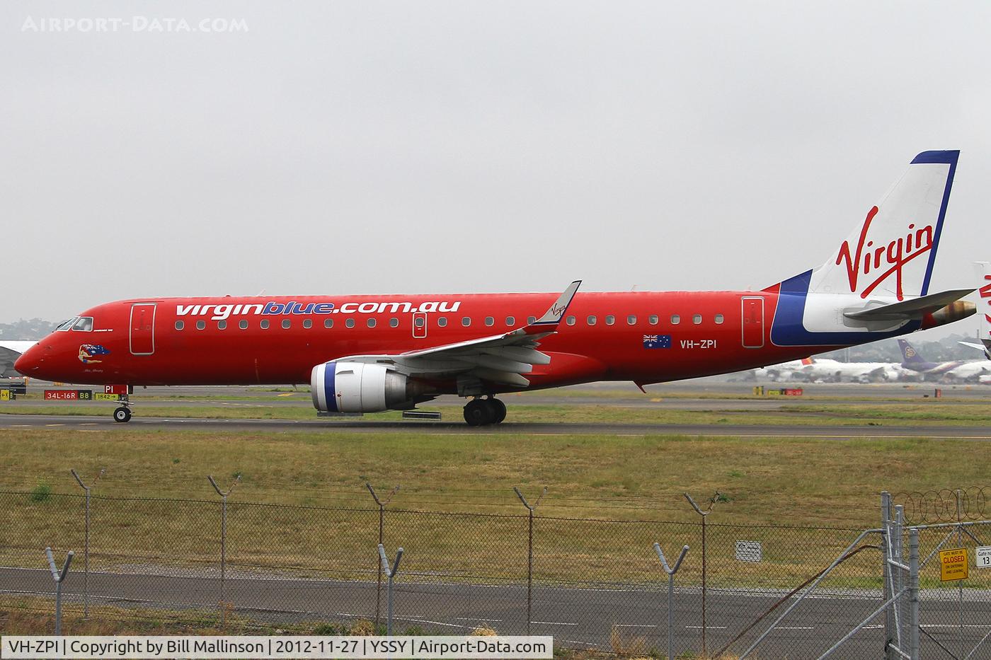 VH-ZPI, 2008 Embraer 190AR (ERJ-190-100IGW) C/N 19000202, taxiing to 34R
