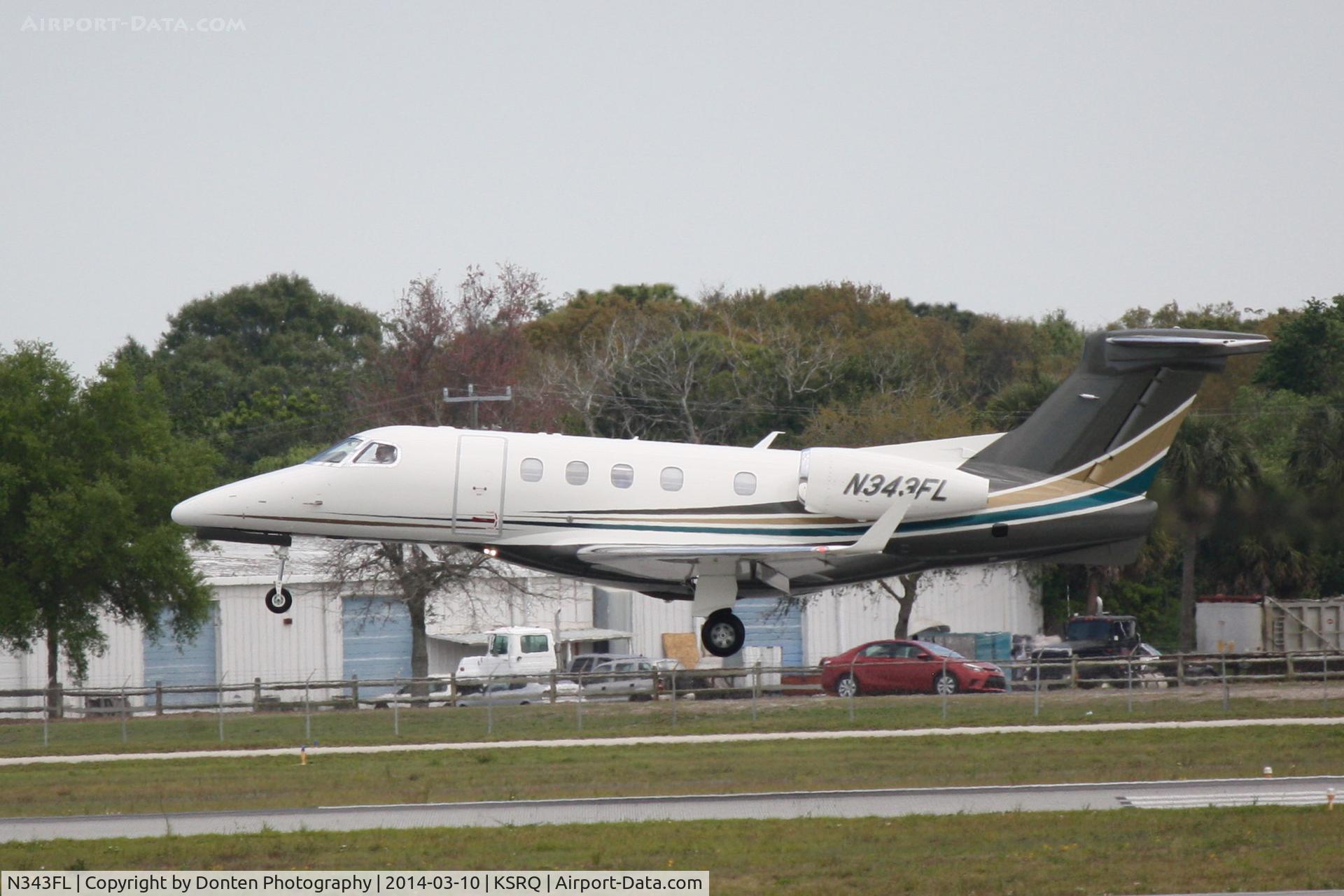 N343FL, 2014 Embraer EMB-505 Phenom 300 C/N 50500156, Flight Options Flight 343  (N343FL) arrives at Sarasota-Bradenton International Airport following a flight from Hilton Head Island Airport