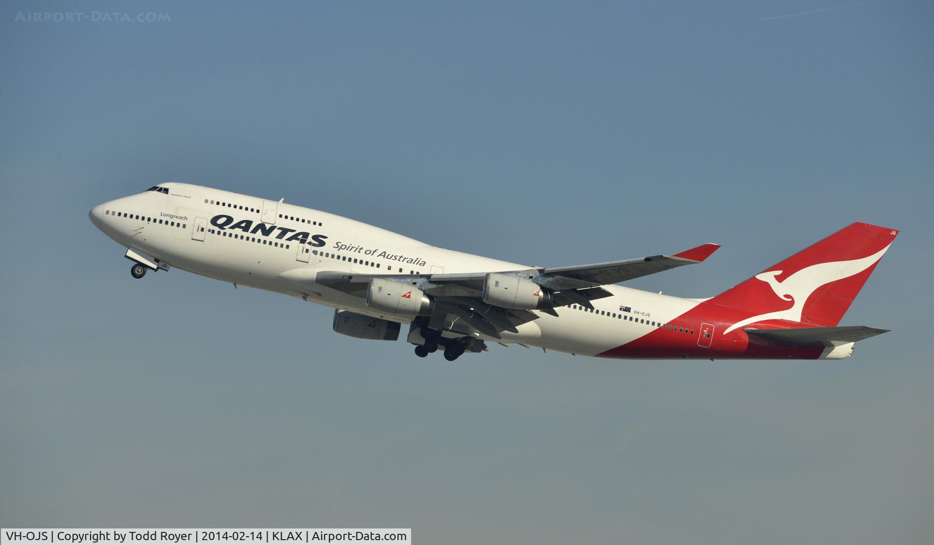 VH-OJS, 1999 Boeing 747-438 C/N 25564, Departing LAX on 25R