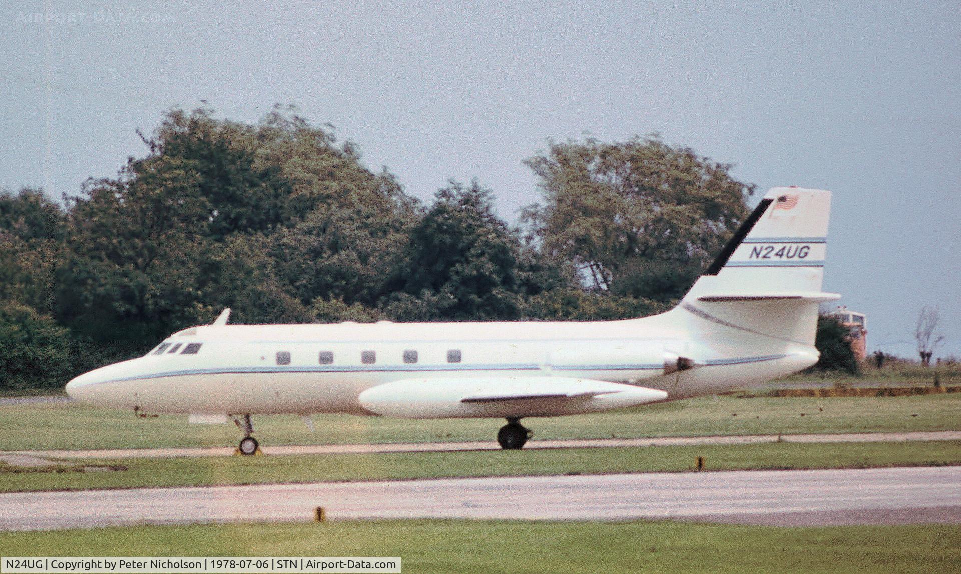 N24UG, 1968 Lockheed L-1329-23E JetStar C/N 5108, Lockheed Jetstar 8 as seen at Stansted in the Summer of 1978.