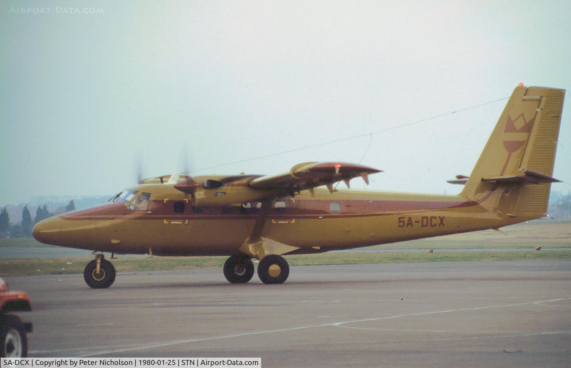 5A-DCX, 1979 De Havilland Canada DHC-6-300 Twin Otter C/N 641, DHC-6 Twin Otter 300 as seen at Stansted in January 1980.