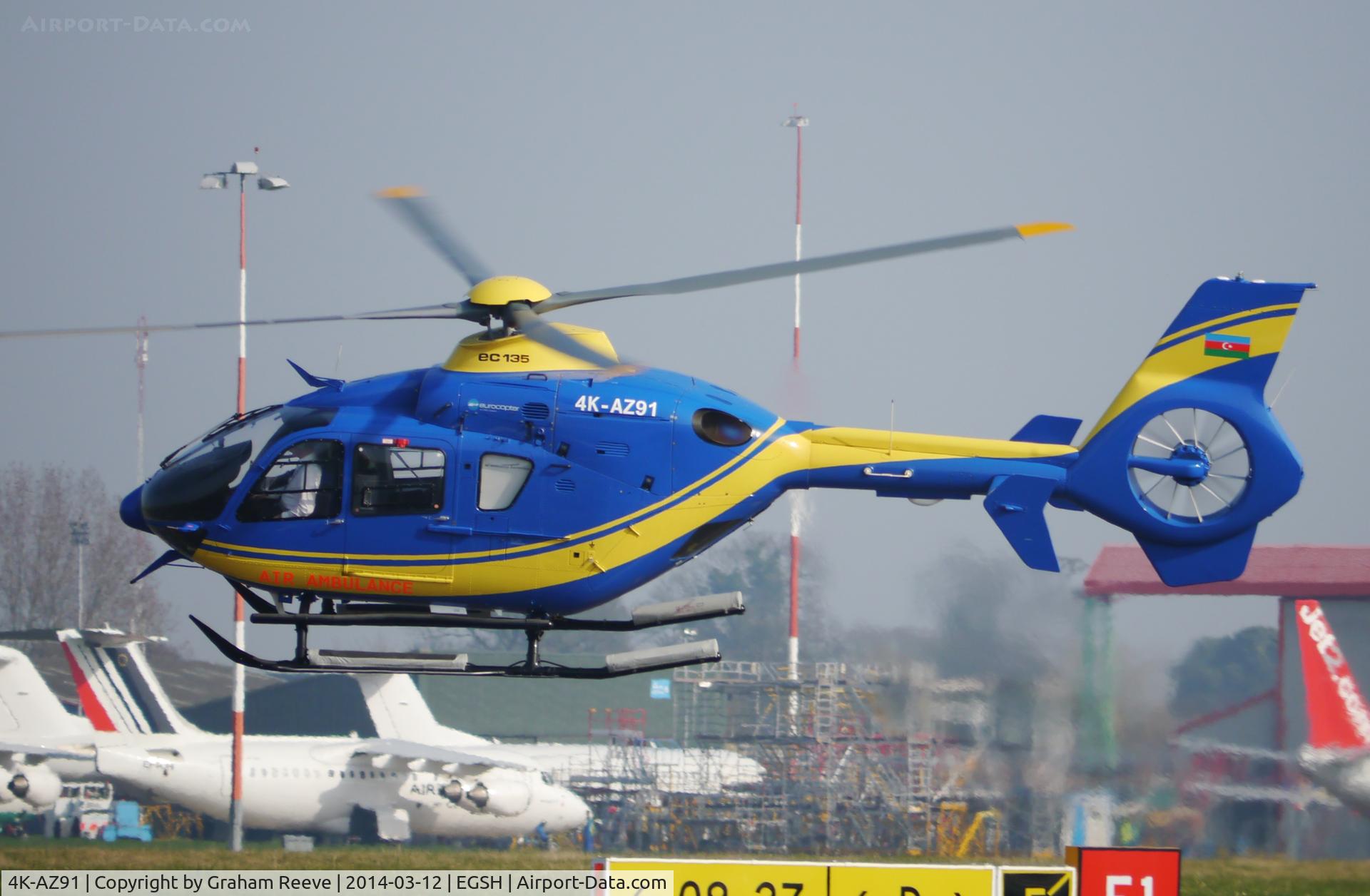 4K-AZ91, 2011 Eurocopter EC-135T-2+ C/N 1010, Just taken off.