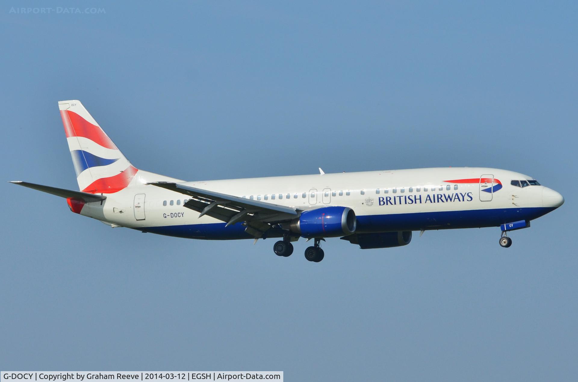 G-DOCY, 1993 Boeing 737-436 C/N 25844, About to land on09.