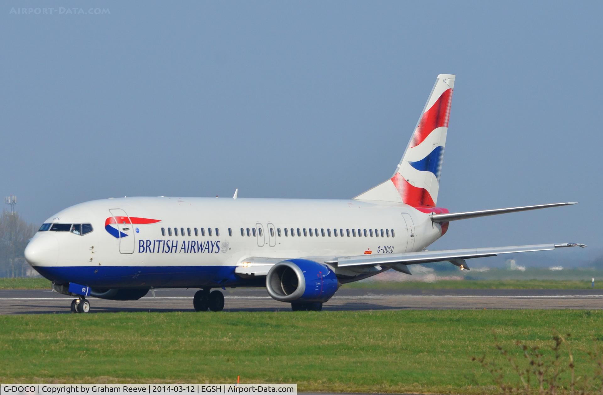 G-DOCO, 1992 Boeing 737-436 C/N 25849, About to depart on 09.