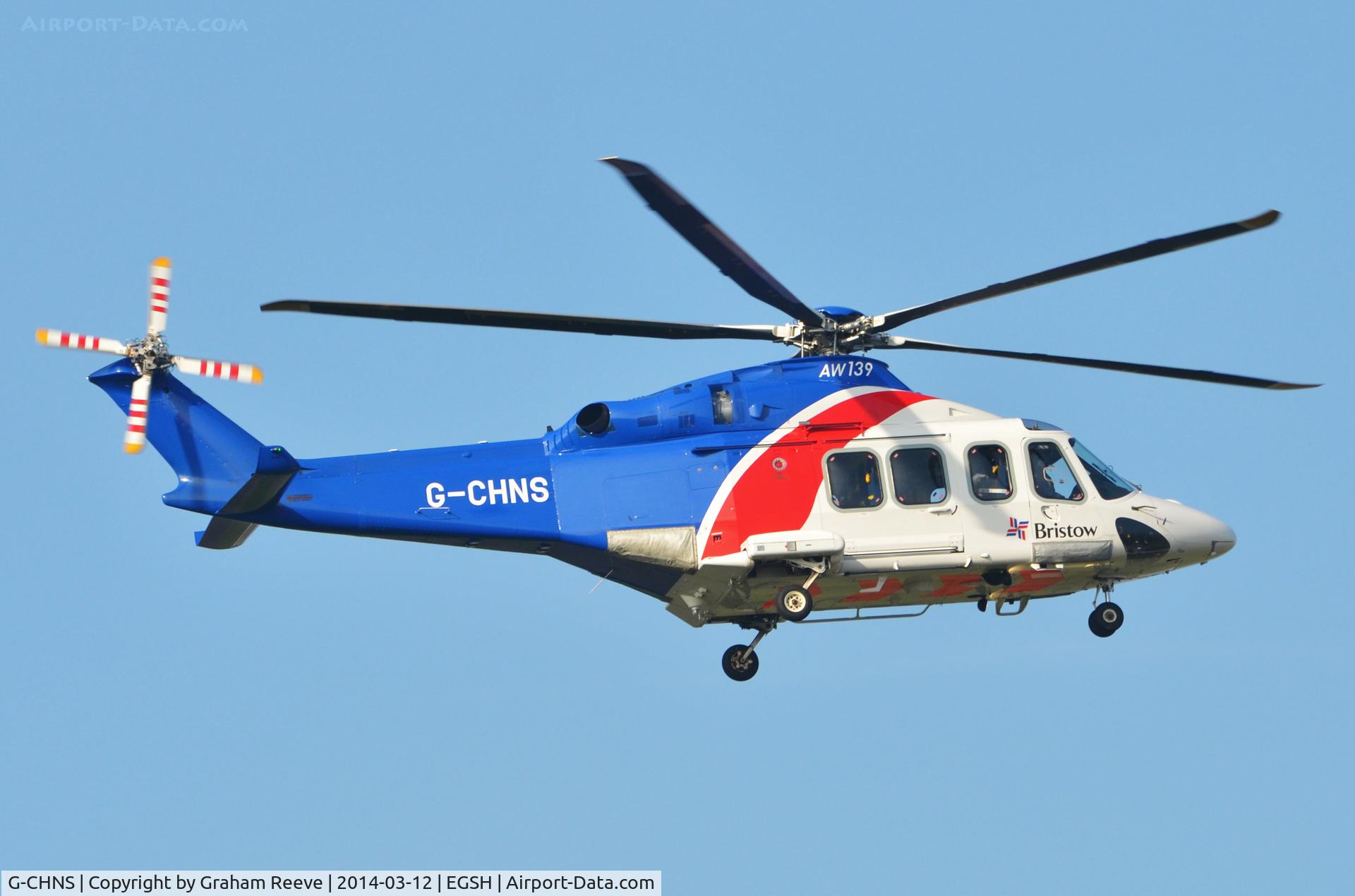 G-CHNS, 2012 AgustaWestland AW-139 C/N 31465, About to land.