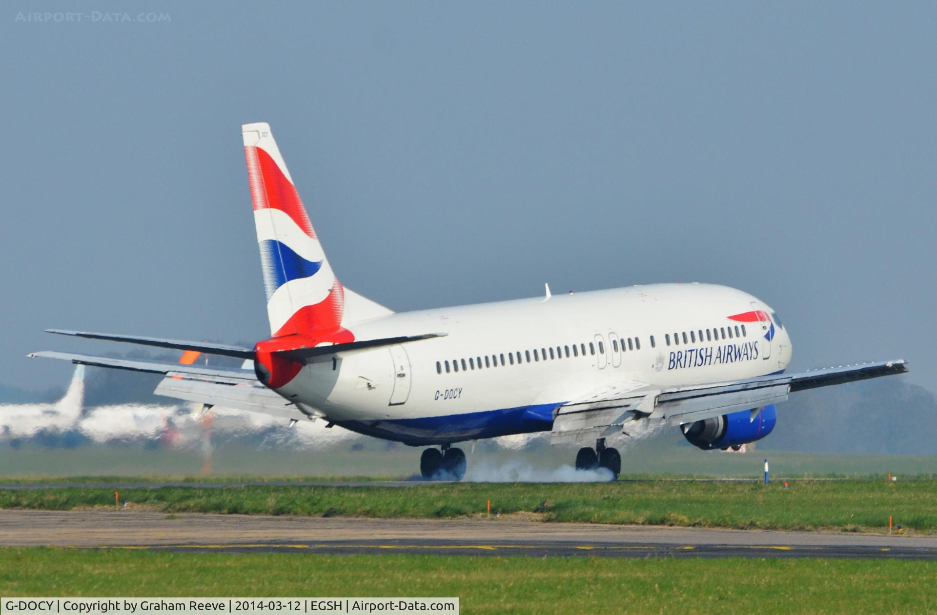 G-DOCY, 1993 Boeing 737-436 C/N 25844, Just touched down.