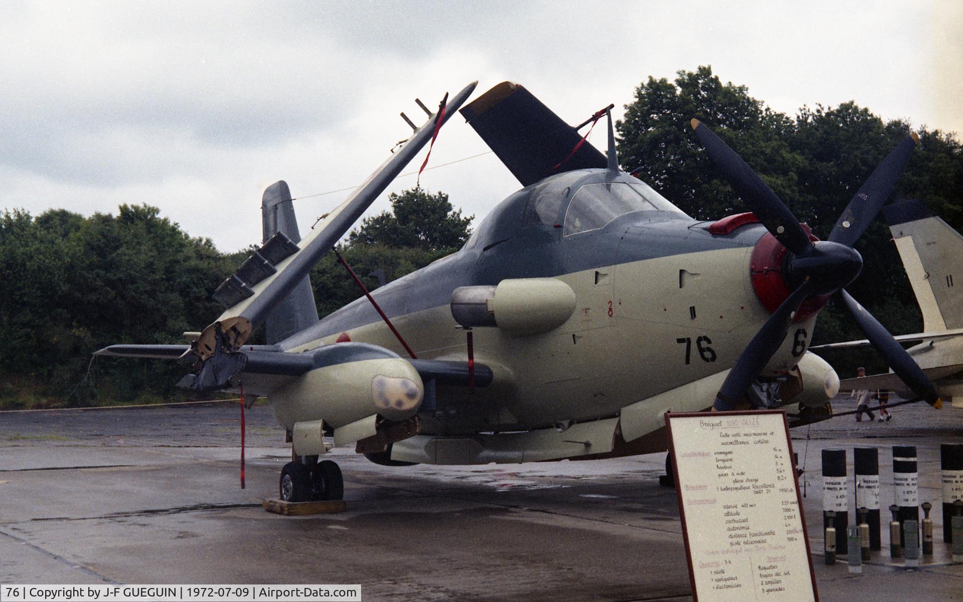 76, Breguet Br.1050 Alize C/N 76, Open day at Lann-Bihouée French Navy airbase on 1972-07-09; aircraft of escadrille 2S.