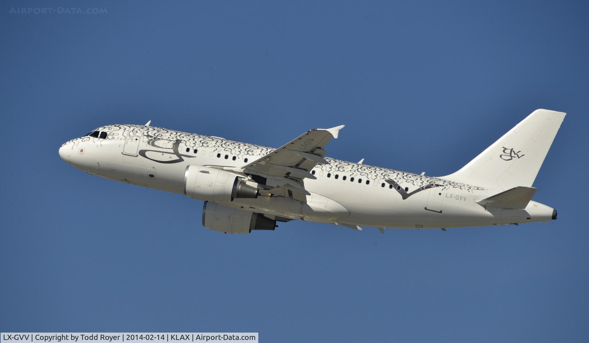 LX-GVV, 2008 Airbus ACJ319 (A319-115/CJ) C/N 3542, Departing LAX on 25L