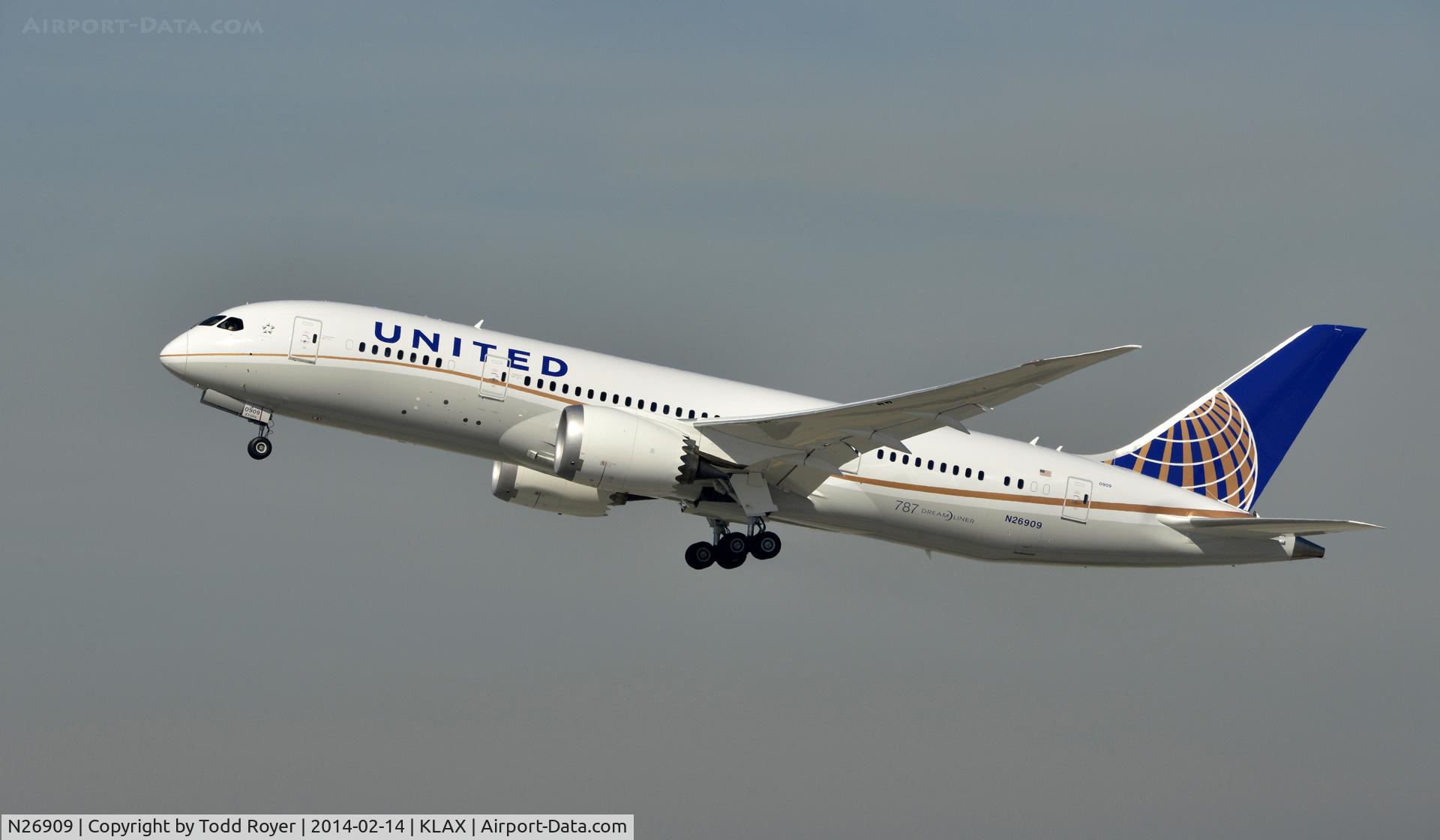 N26909, 2013 Boeing 787-8 Dreamliner C/N 34827, Departing LAX on 25R