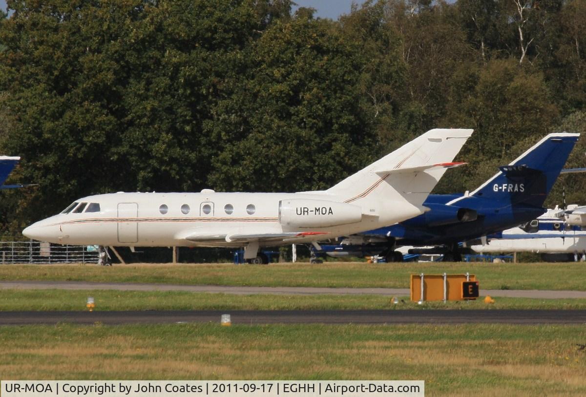 UR-MOA, Dassault Falcon 20 C/N 237, At Cobham with G-FRAS