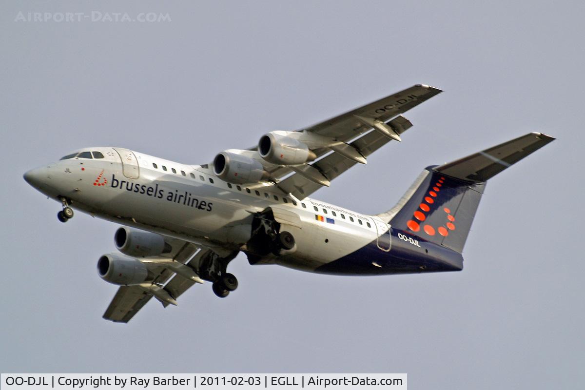 OO-DJL, 1995 British Aerospace Avro 146-RJ85 C/N E.2273, BAe 146-RJ85 [E2273] (Brussels Airlines) Home~G 03/02/2011. On approach 27R.