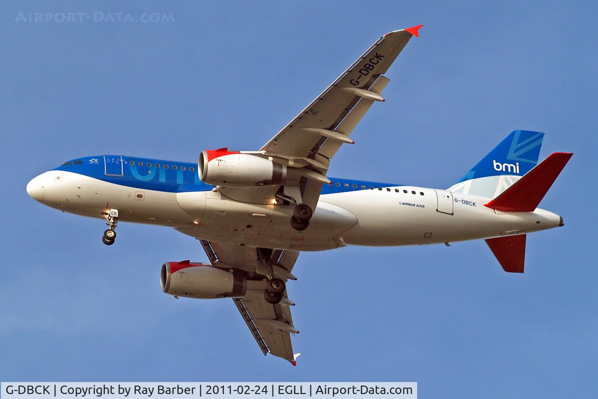 G-DBCK, 2007 Airbus A319-131 C/N 3049, Airbus A319-131 [3049] (bmi British Midland) Home~G 24/02/2011. On approach 27R.