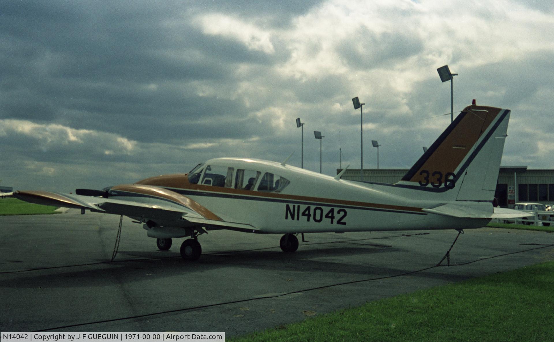 N14042, Piper PA-23-250 Aztec C/N 27-4655, Parked at Paris/Toussus-le-Noble airport, still with 1971 Paris-Le Bourget airshow number.