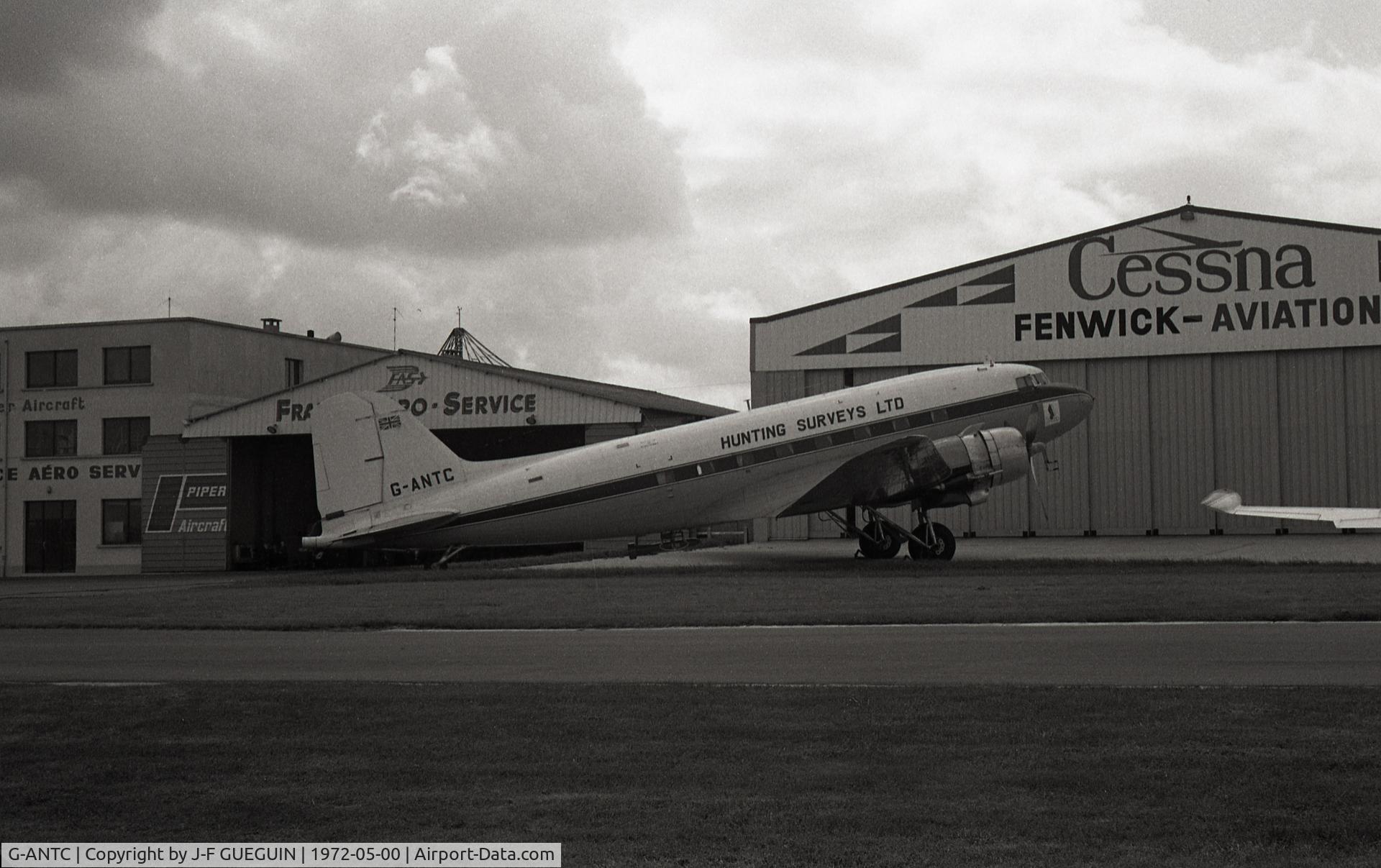 G-ANTC, 1943 Douglas C-47 Dakota 4 C/N 14666/26111, Parked at Paris/Toussus-le-Noble airport; this DC-3C-S1C3G was built as C-47B-5-DK Skytrain, serial 43-48850, then used by RAF as Dakota IV, serial KJ938.