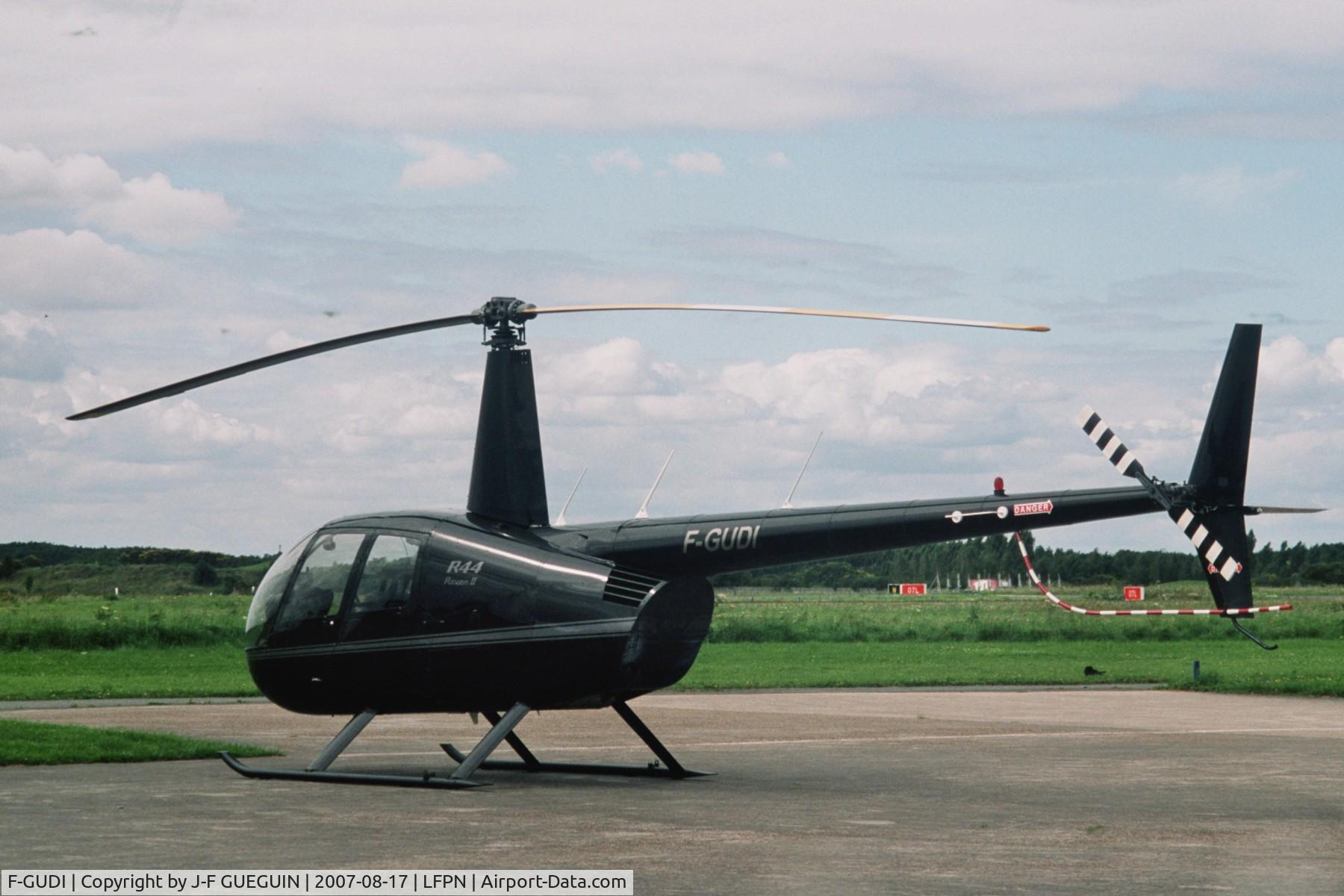 F-GUDI, 2006 Robinson R44 Raven II C/N 11483, Parked at Paris/Toussus-le-Noble airport.