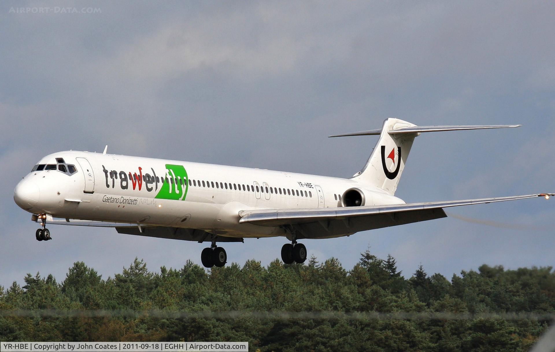 YR-HBE, 1986 McDonnell Douglas MD-83 (DC-9-83) C/N 49396, Medallion Air with Trawel Fly titles